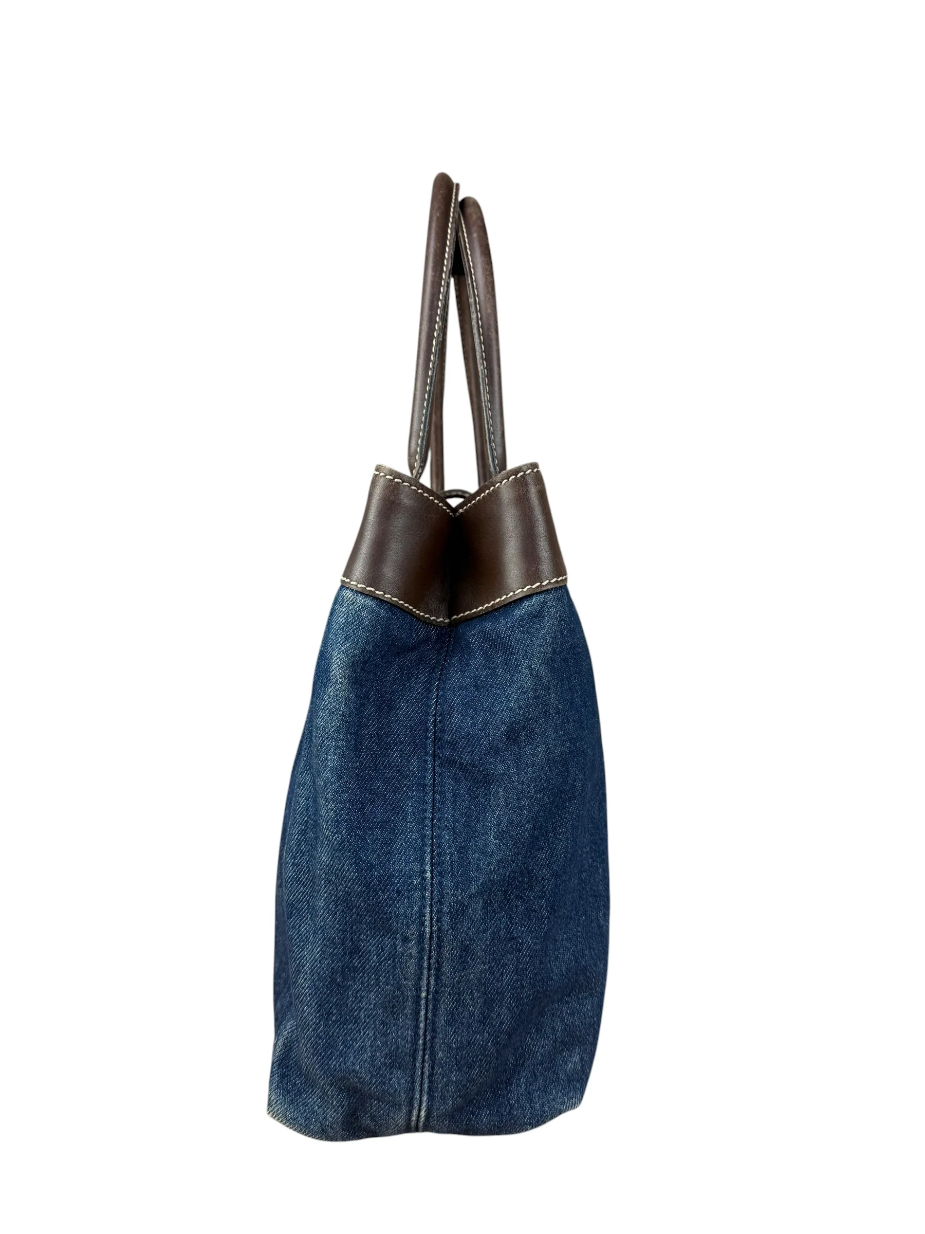 Chanel Denim CC Leather Lined Tote Bag 2001 - Image 7