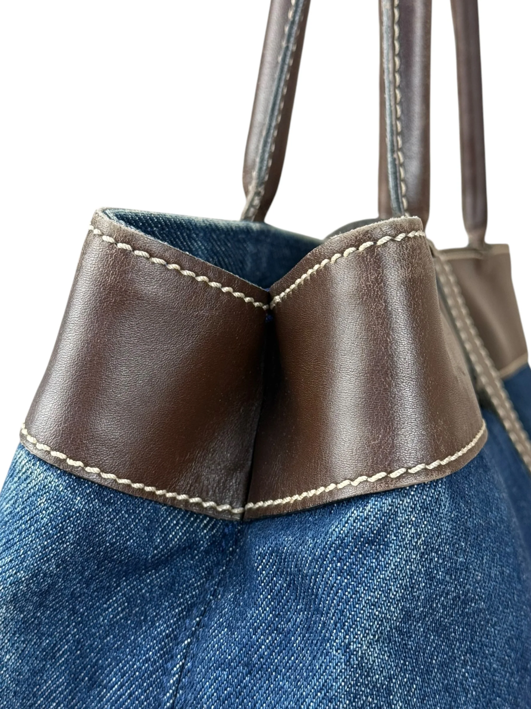 Chanel Denim CC Leather Lined Tote Bag 2001 - Image 8