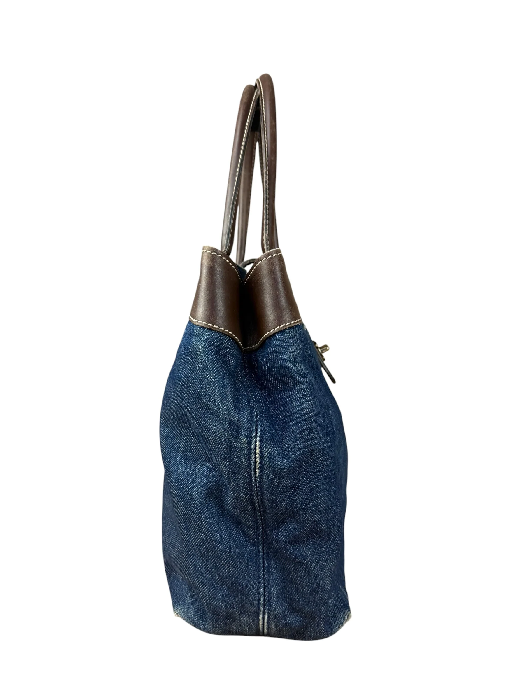 Chanel Denim CC Leather Lined Tote Bag 2001 - Image 9