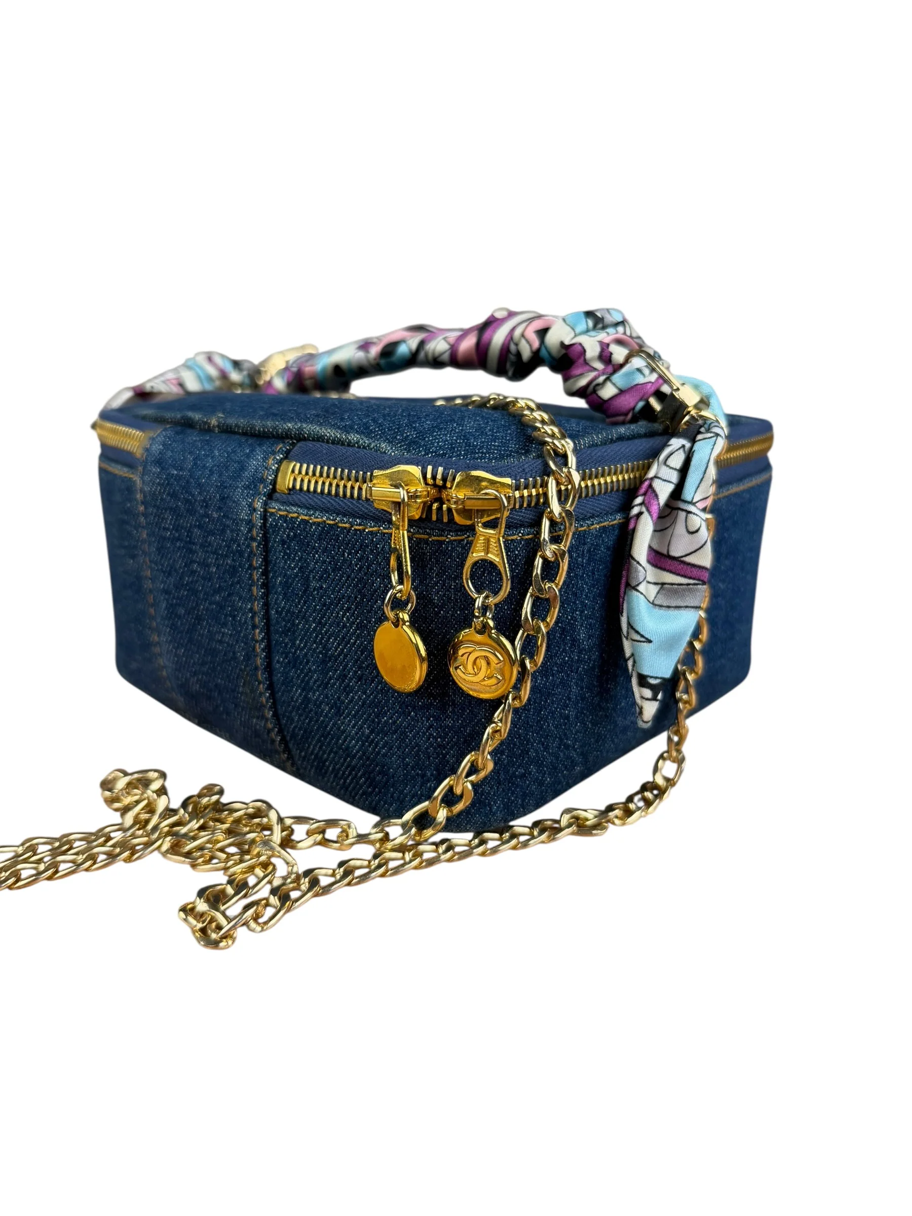 Chanel Denim Vanity Case Handbag 1997 - Image 7