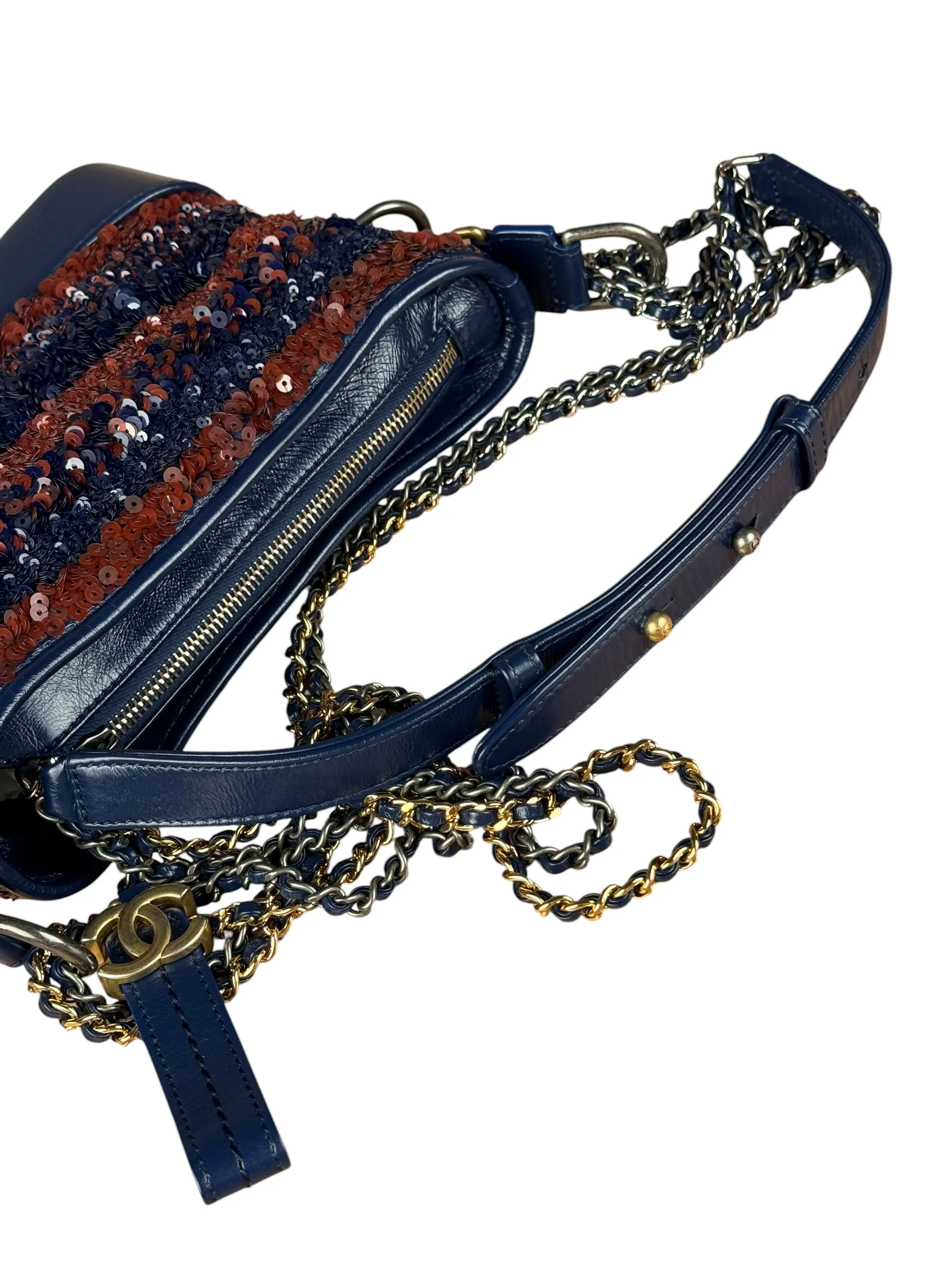 Chanel Gabrielle Small Sequin Hobo Bag Navy 2018 - Image 12