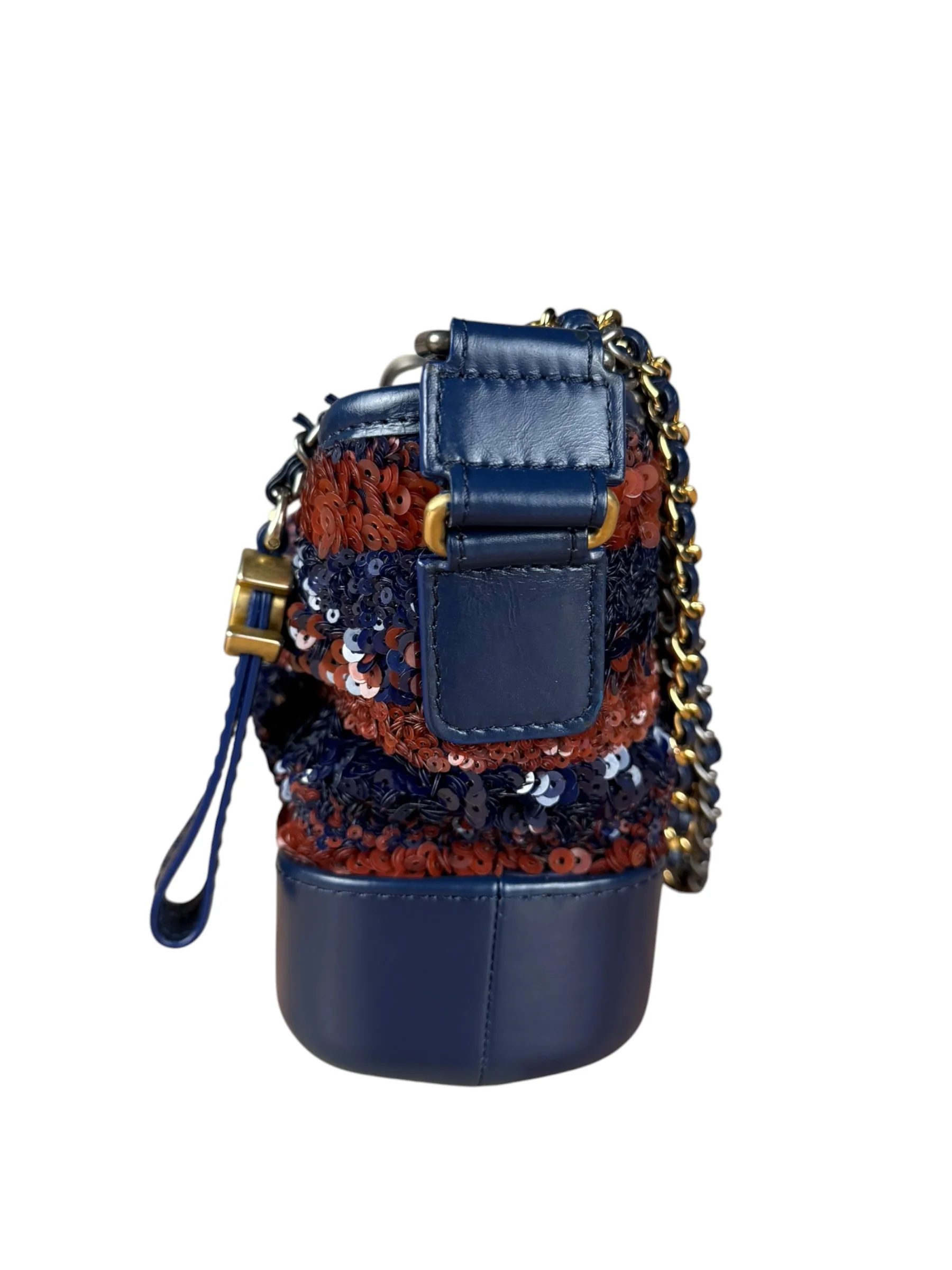 Chanel Gabrielle Small Sequin Hobo Bag Navy 2018 - Image 6