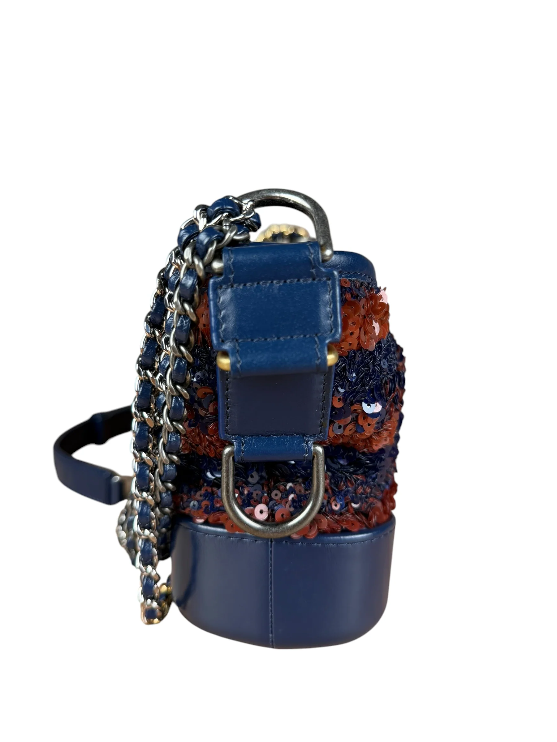 Chanel Gabrielle Small Sequin Hobo Bag Navy 2018 - Image 7