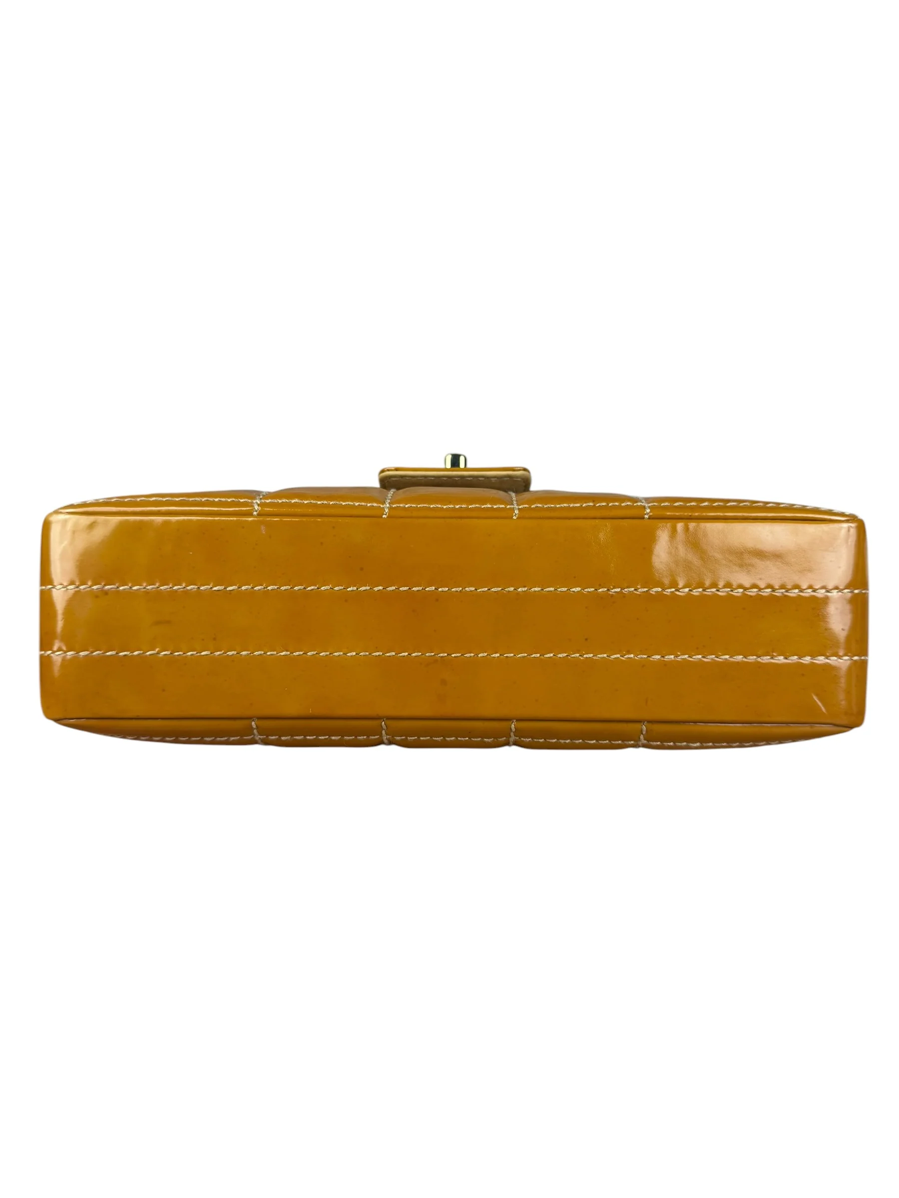 Chanel Gold Patent East West Stitch Flap Bag 2002 - Image 14