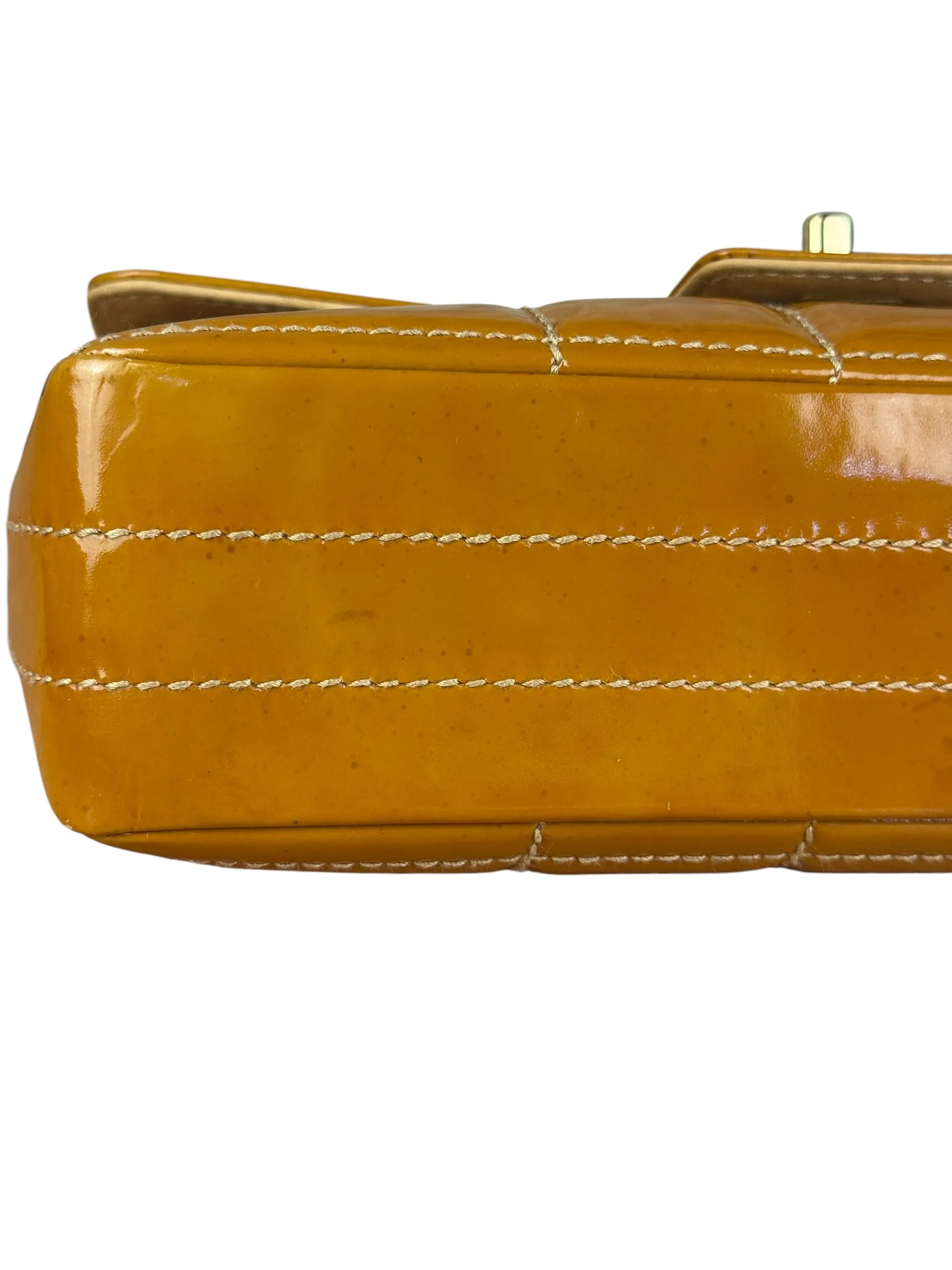 Chanel Gold Patent East West Stitch Flap Bag 2002 - Image 16