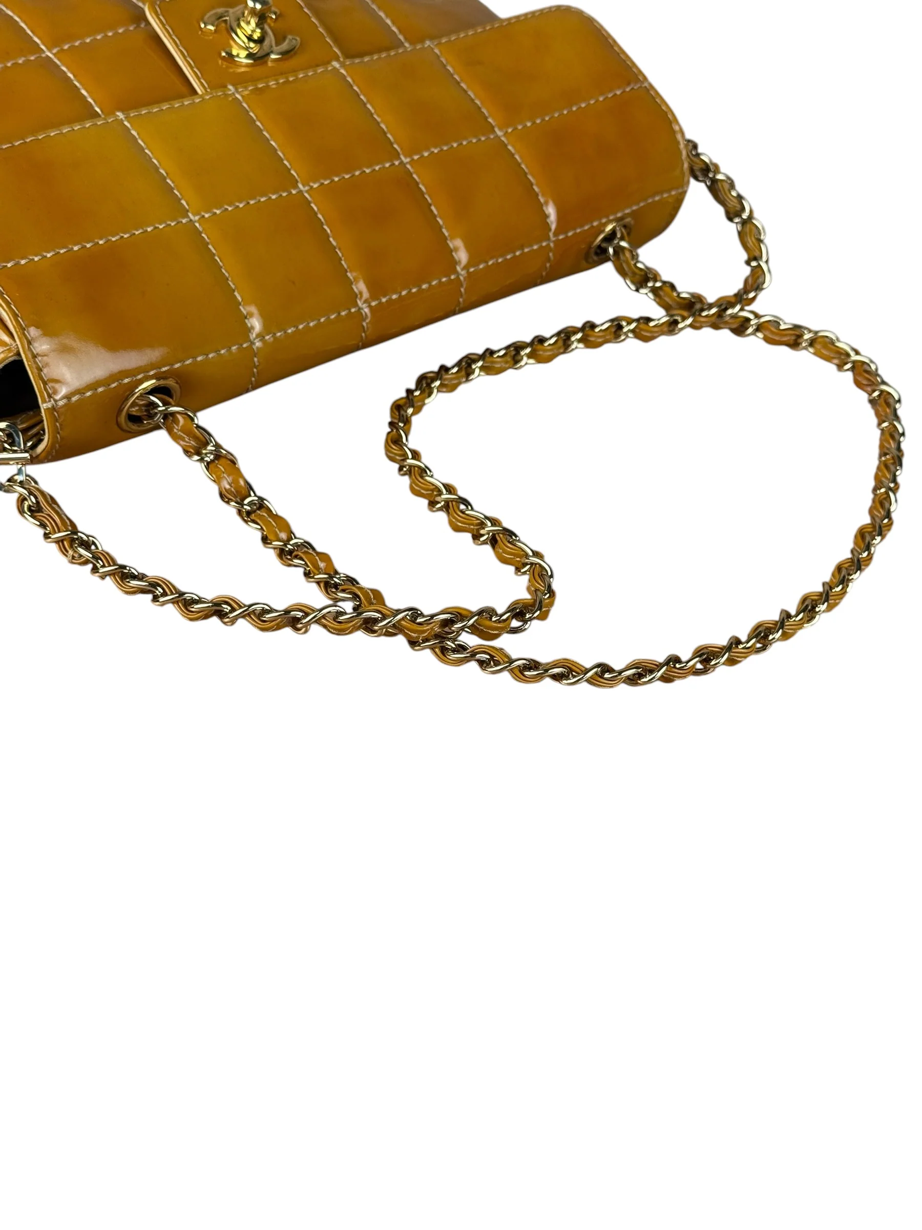 Chanel Gold Patent East West Stitch Flap Bag 2002 - Image 17