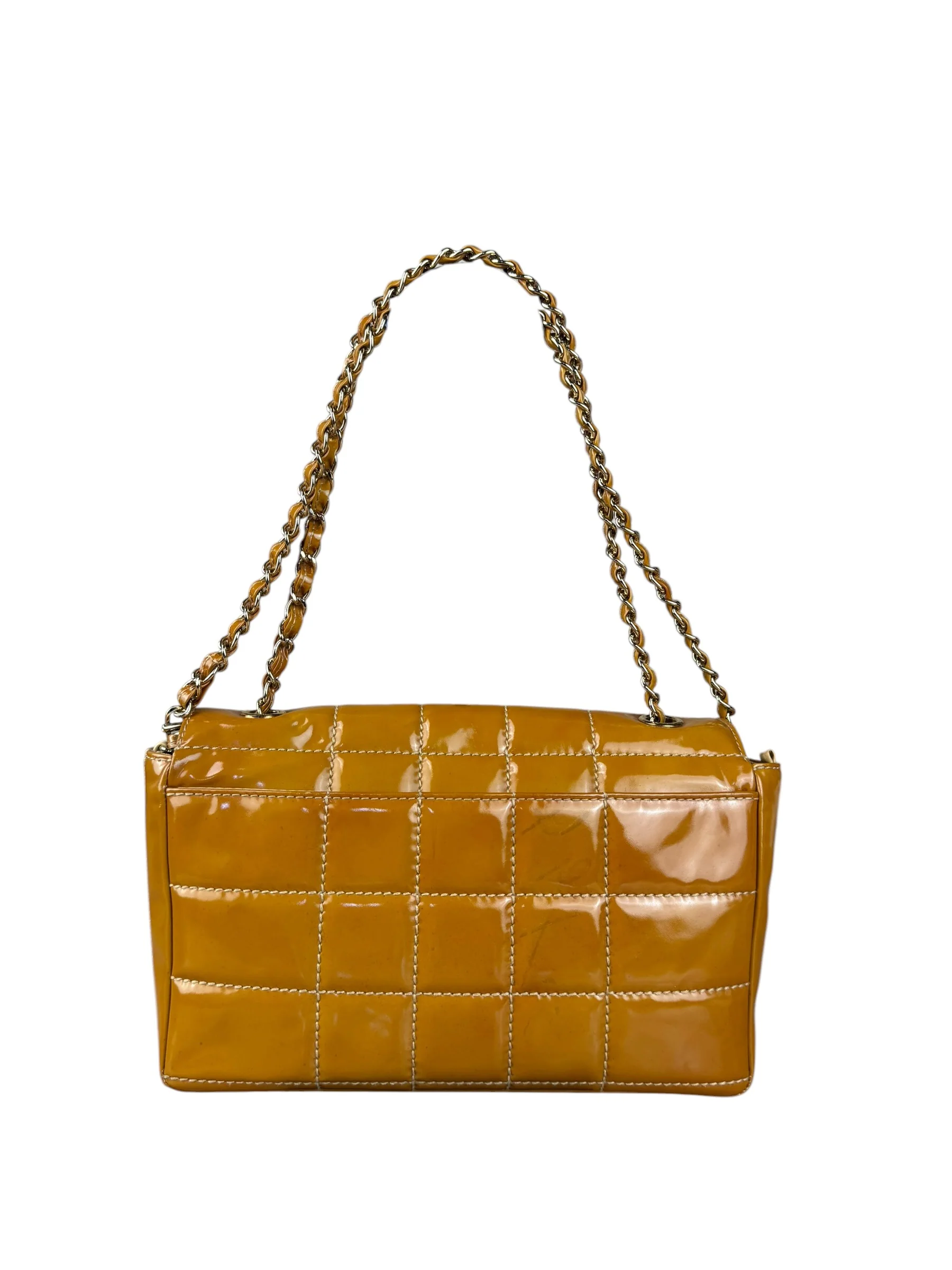 Chanel Gold Patent East West Stitch Flap Bag 2002 - Image 9