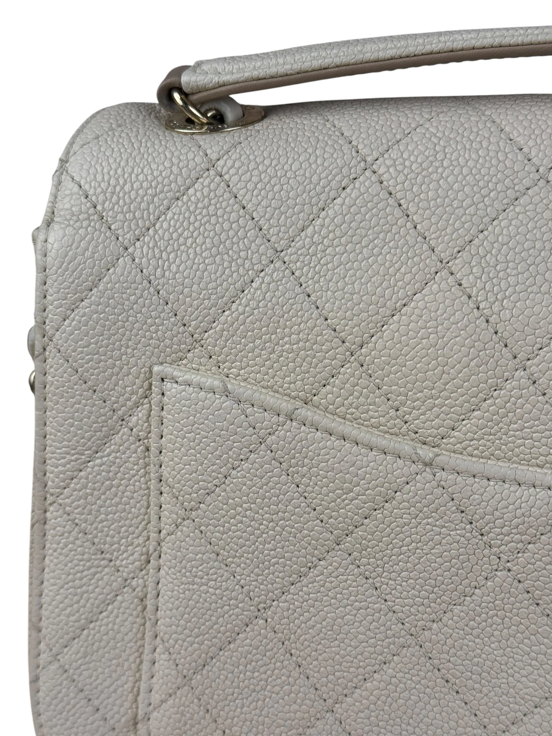 Chanel Ivory Caviar Quilted Coco Cuba Chain Top Handle Bag 2018 - Image 10