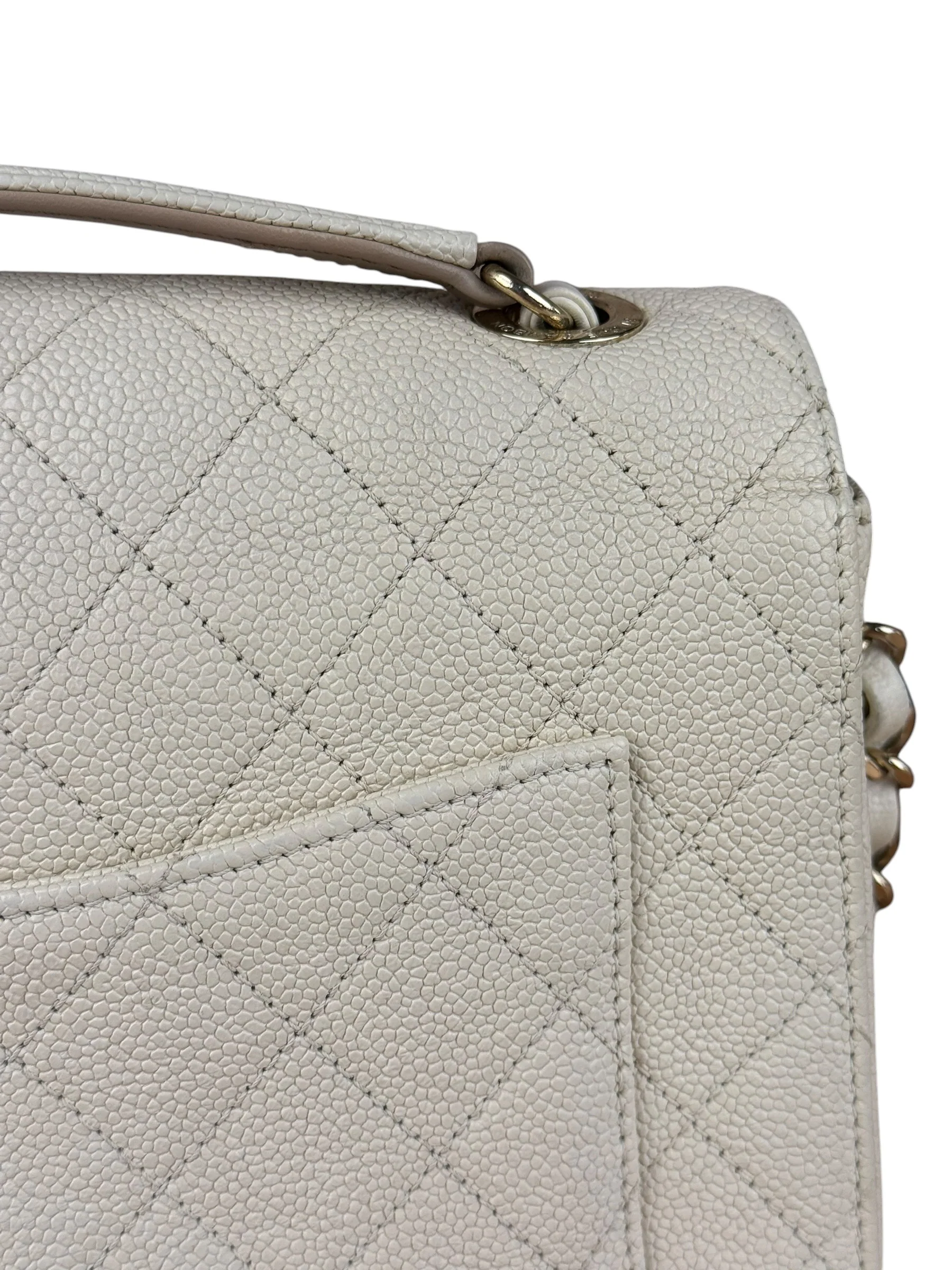Chanel Ivory Caviar Quilted Coco Cuba Chain Top Handle Bag 2018 - Image 11