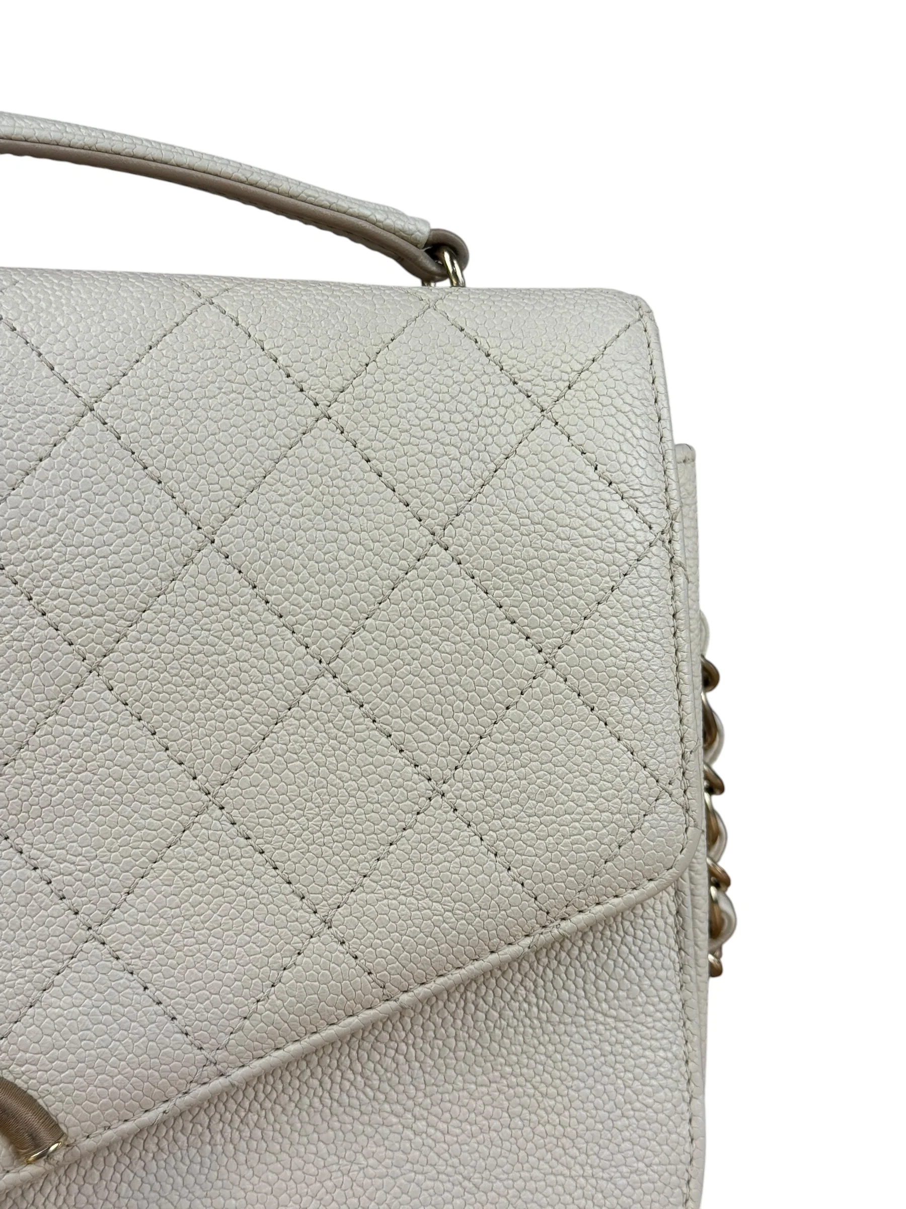 Chanel Ivory Caviar Quilted Coco Cuba Chain Top Handle Bag 2018 - Image 2