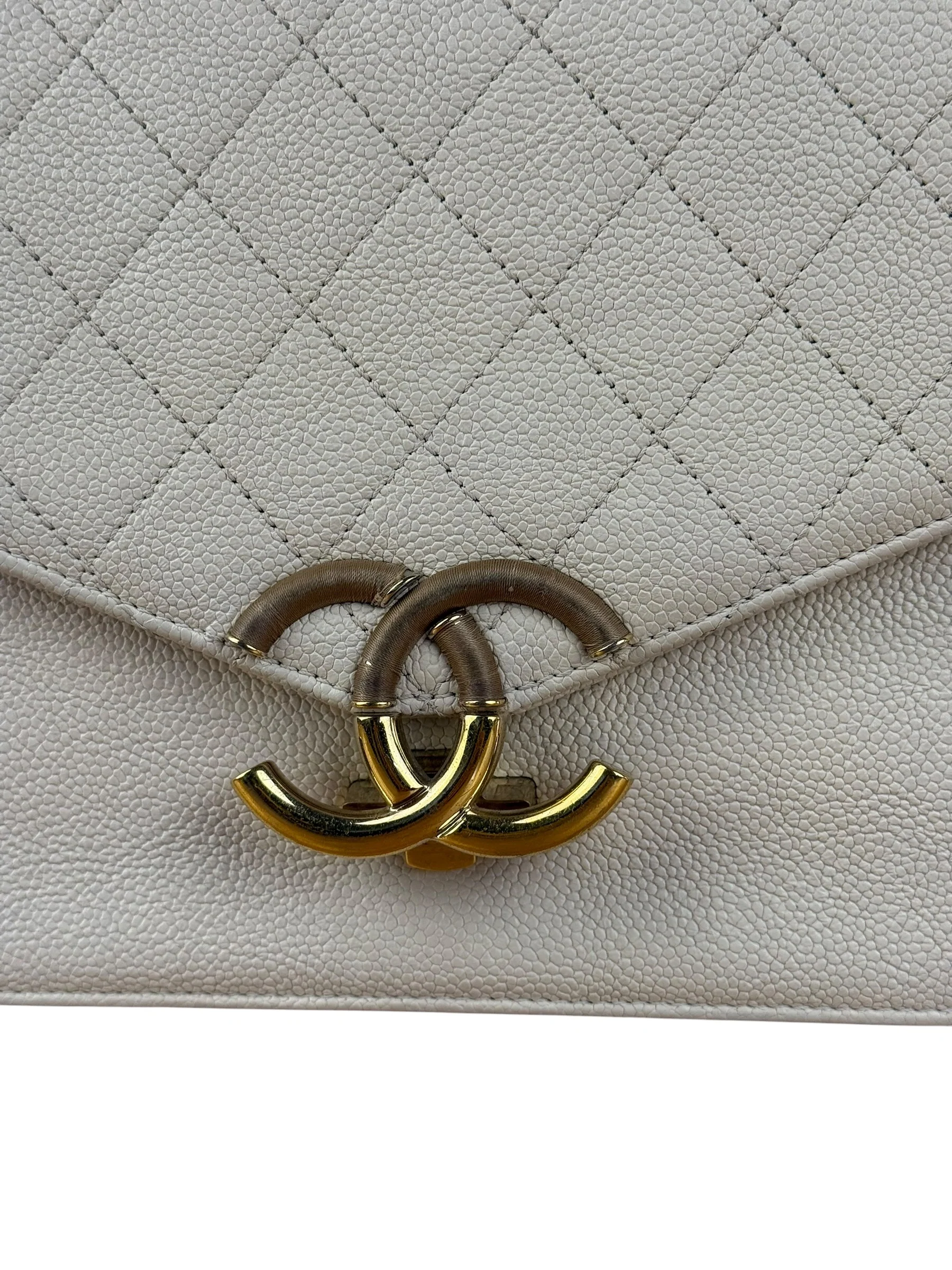 Chanel Ivory Caviar Quilted Coco Cuba Chain Top Handle Bag 2018 - Image 4