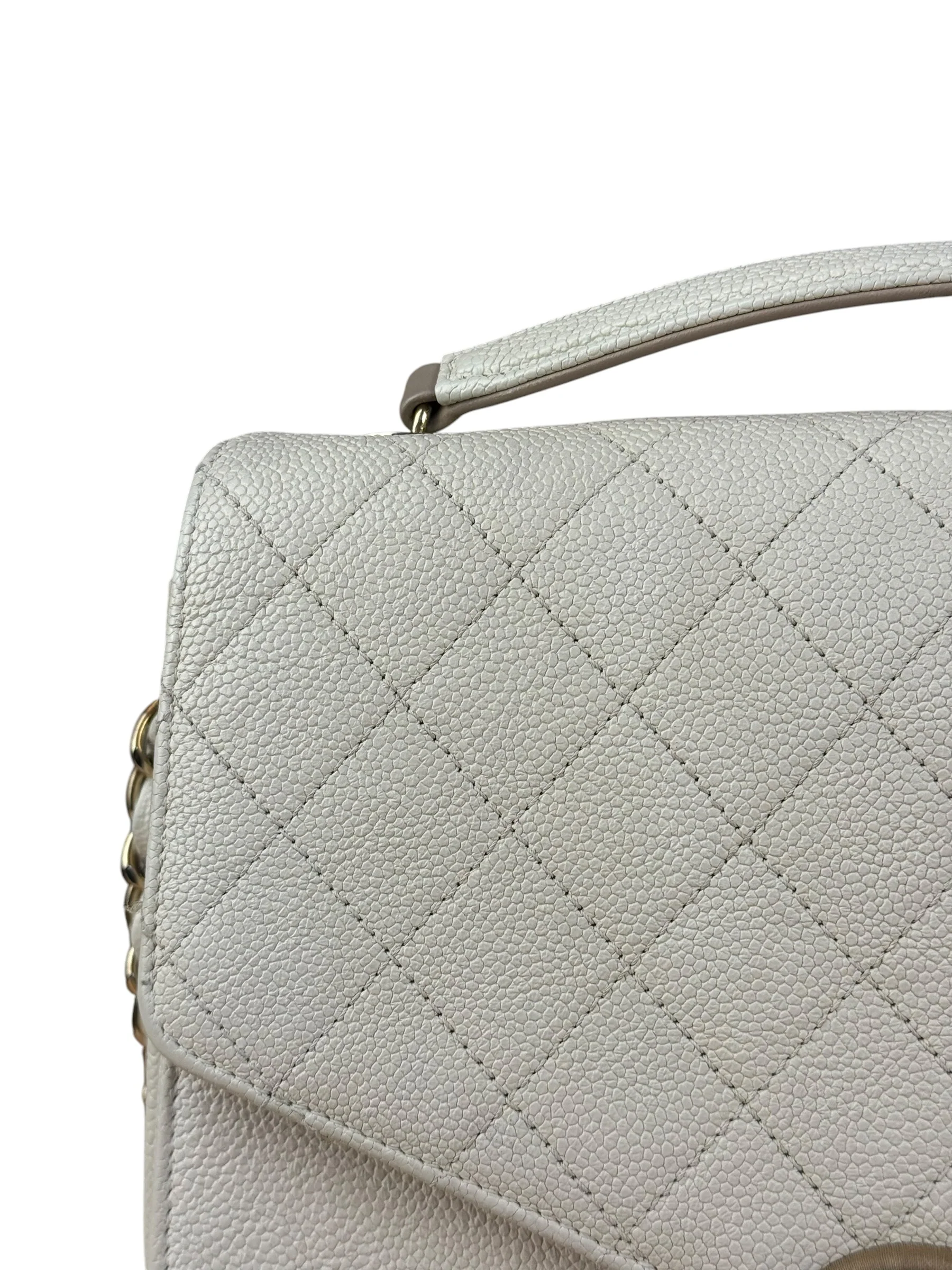 Chanel Ivory Caviar Quilted Coco Cuba Chain Top Handle Bag 2018 - Image 5
