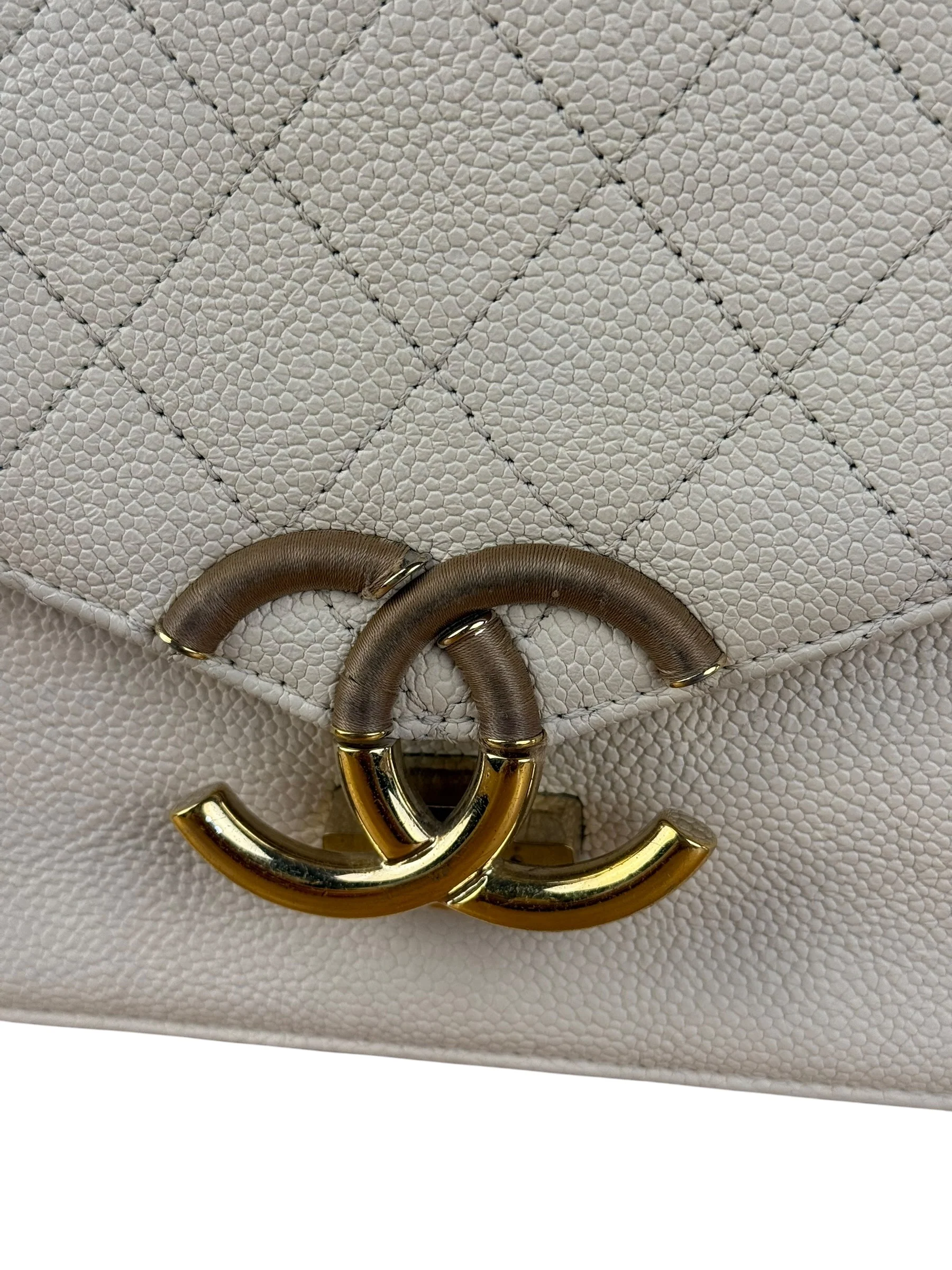 Chanel Ivory Caviar Quilted Coco Cuba Chain Top Handle Bag 2018 - Image 6