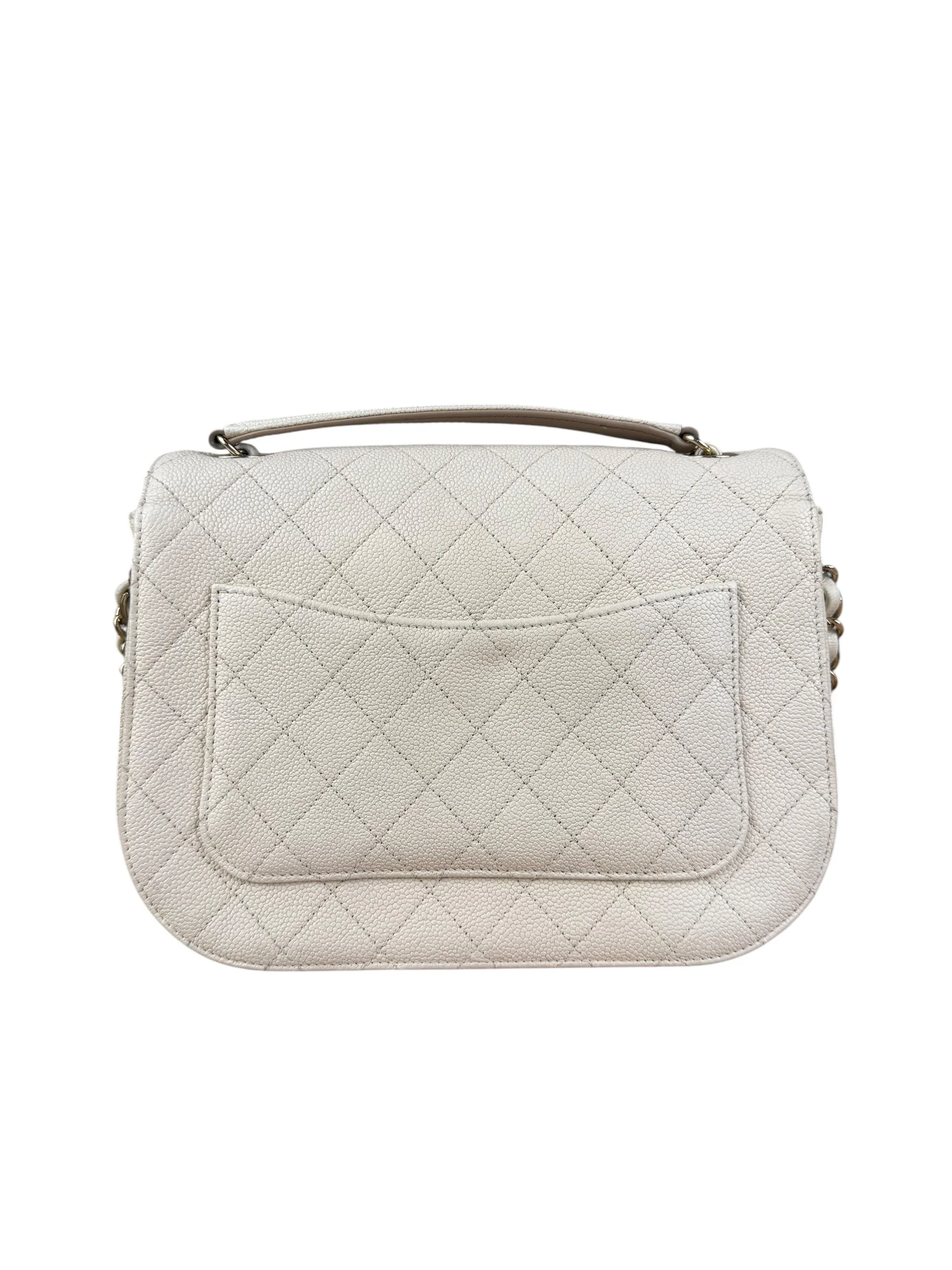 Chanel Ivory Caviar Quilted Coco Cuba Chain Top Handle Bag 2018 - Image 9