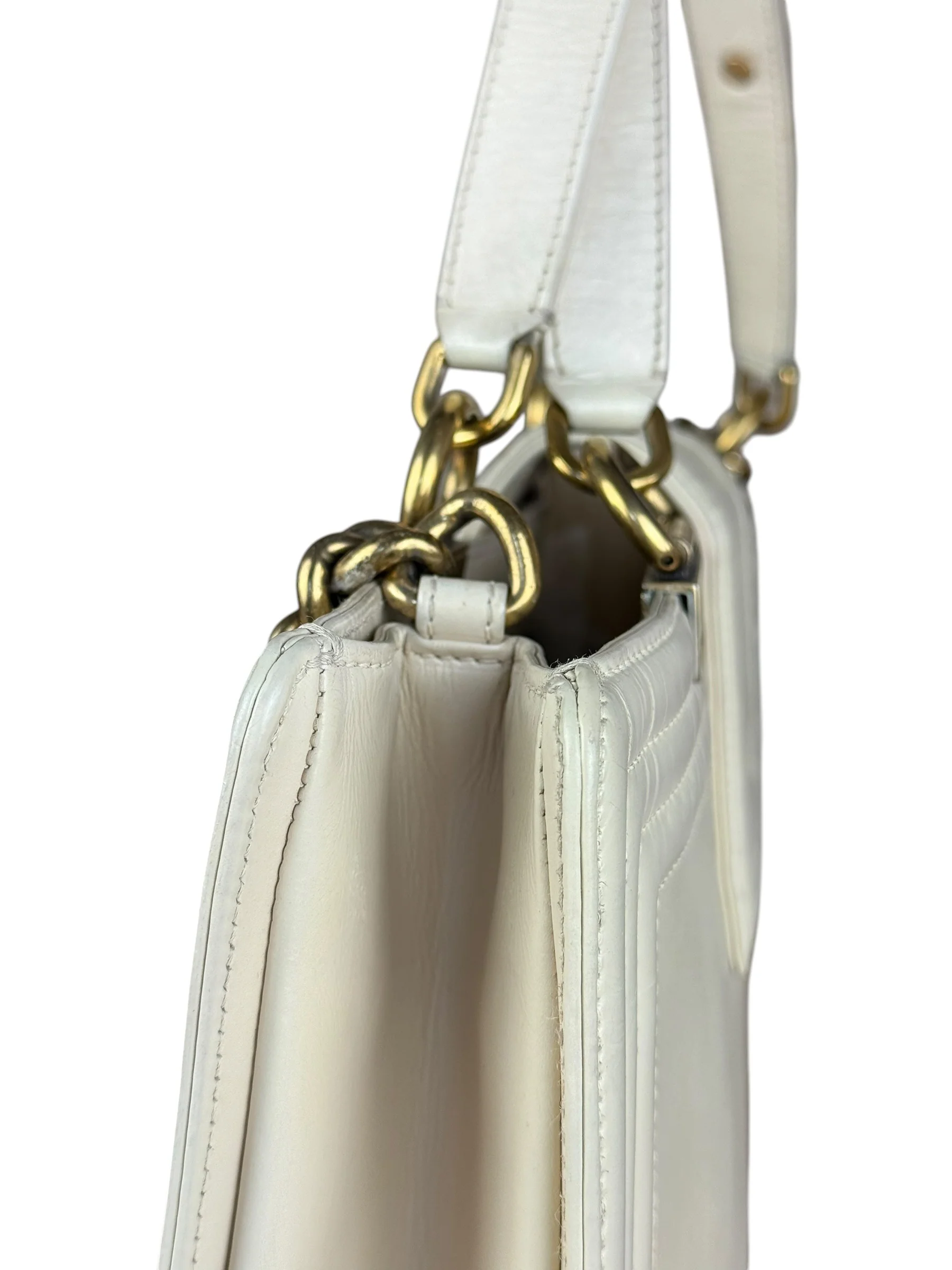 Chanel Ivory Leather Large Jetsetter Boy 2Way Handbag 2011 - Image 10