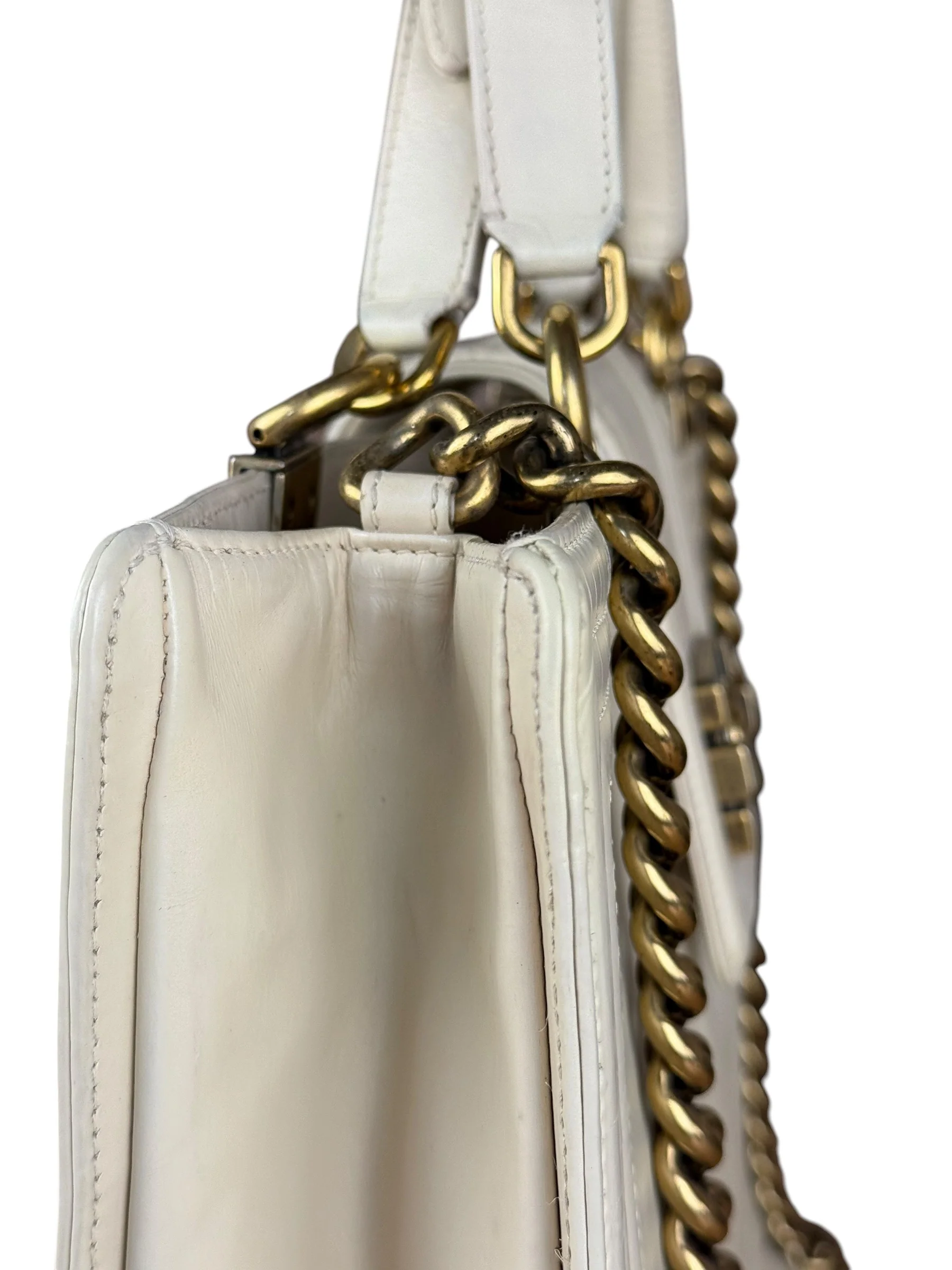 Chanel Ivory Leather Large Jetsetter Boy 2Way Handbag 2011 - Image 14