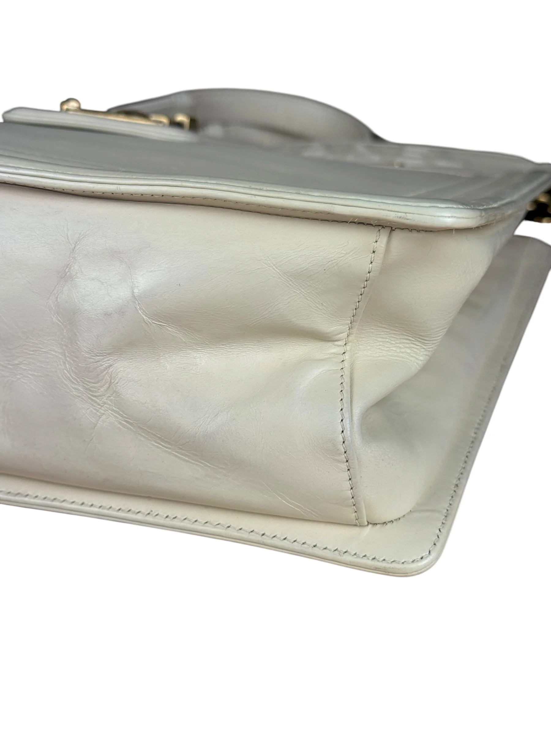 Chanel Ivory Leather Large Jetsetter Boy 2Way Handbag 2011 - Image 18