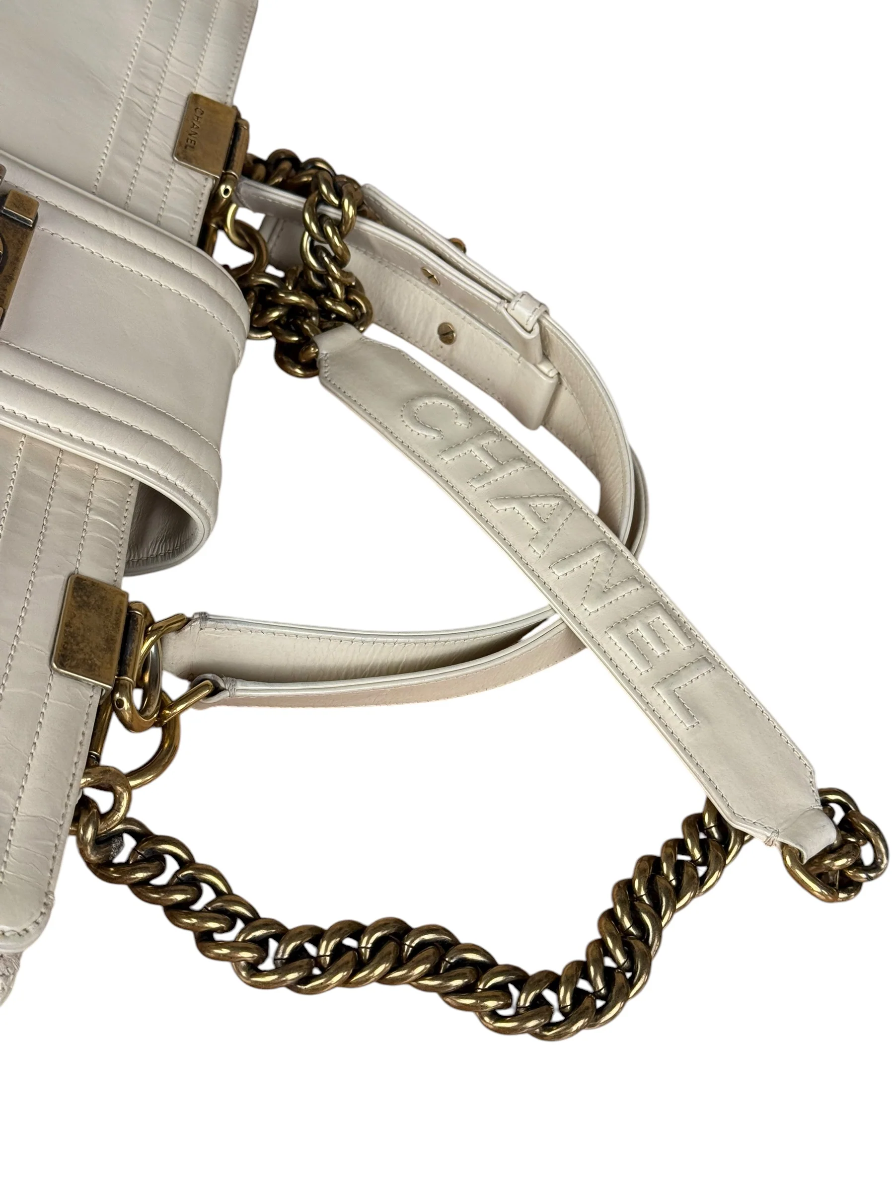 Chanel Ivory Leather Large Jetsetter Boy 2Way Handbag 2011 - Image 21