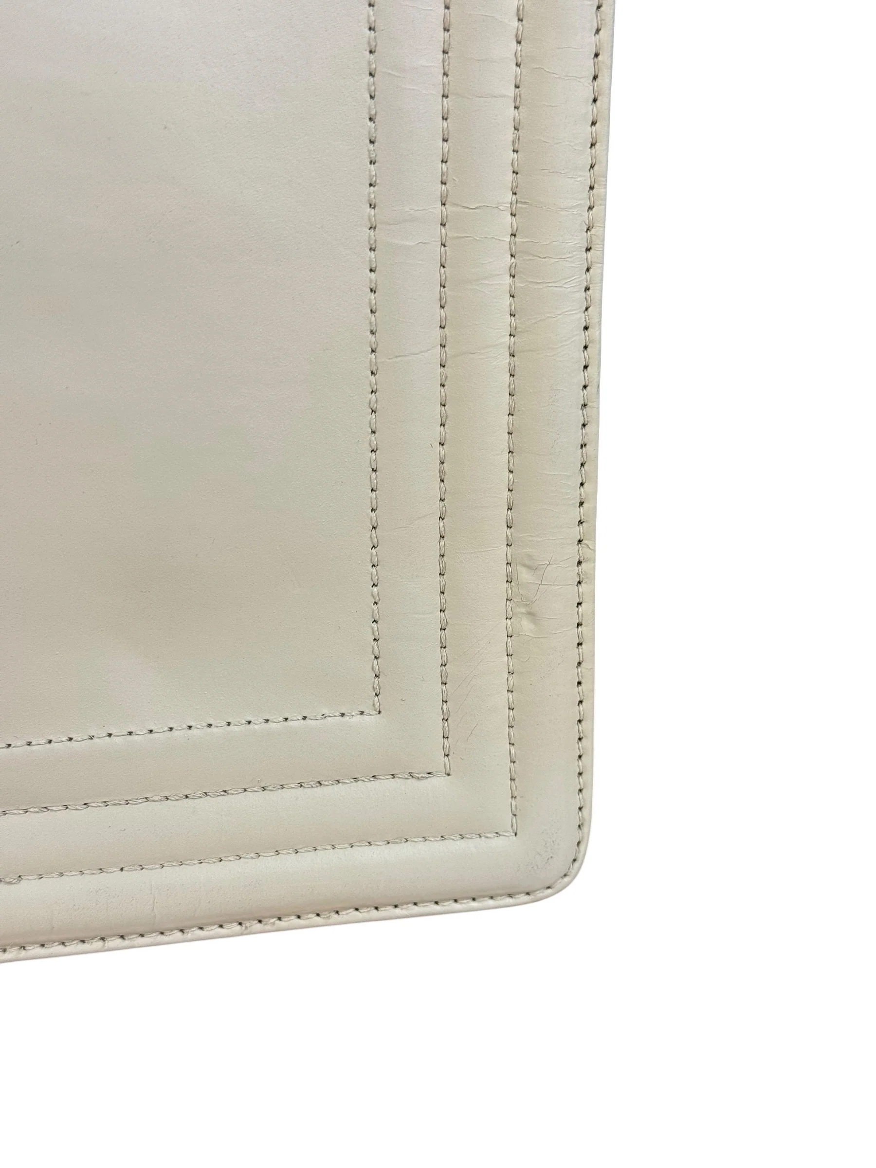 Chanel Ivory Leather Large Jetsetter Boy 2Way Handbag 2011 - Image 5