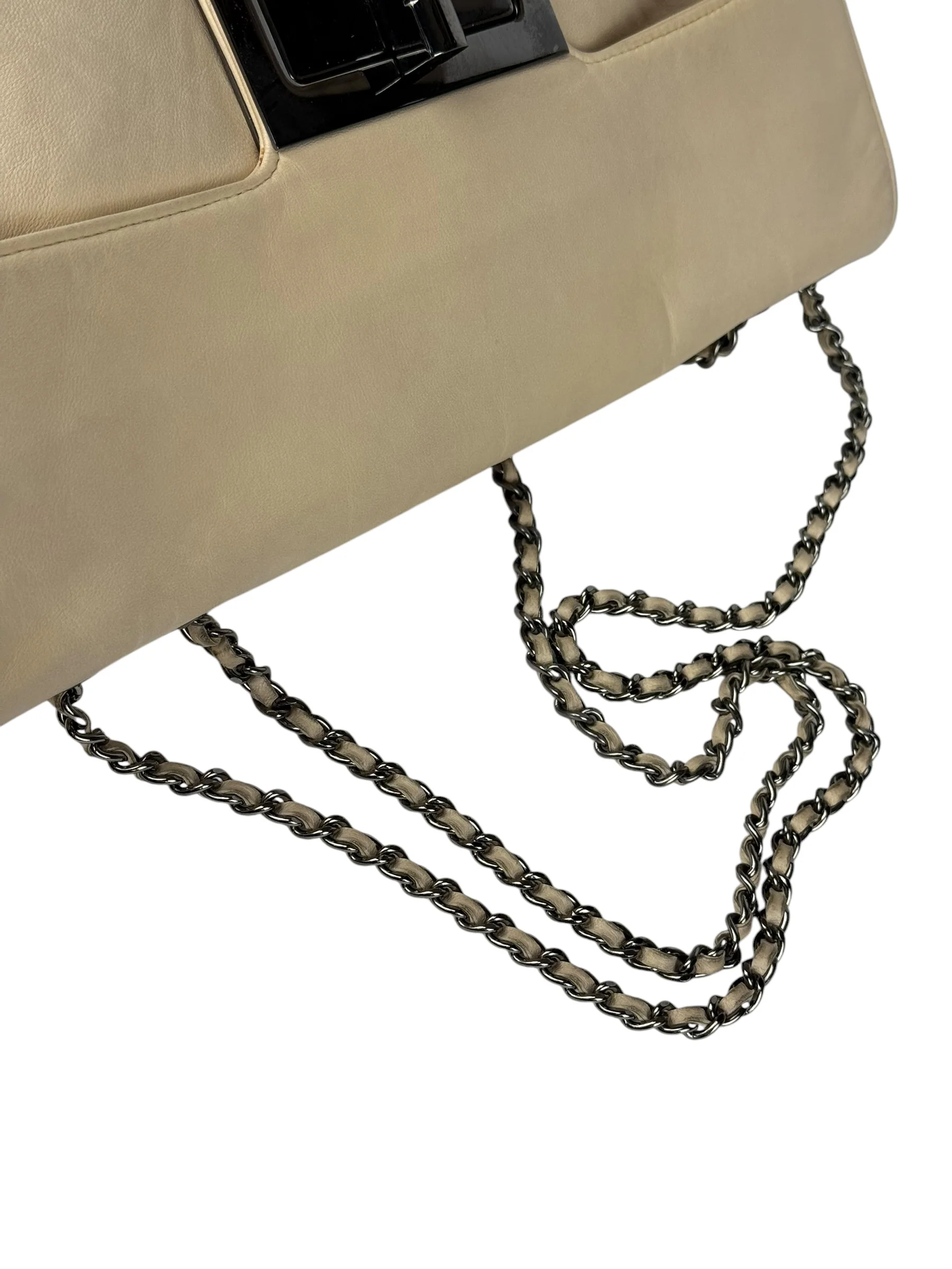 Chanel Light Beige Leather Mademoiselle Lock Bijoux Flap Bag 2003 - Image 15