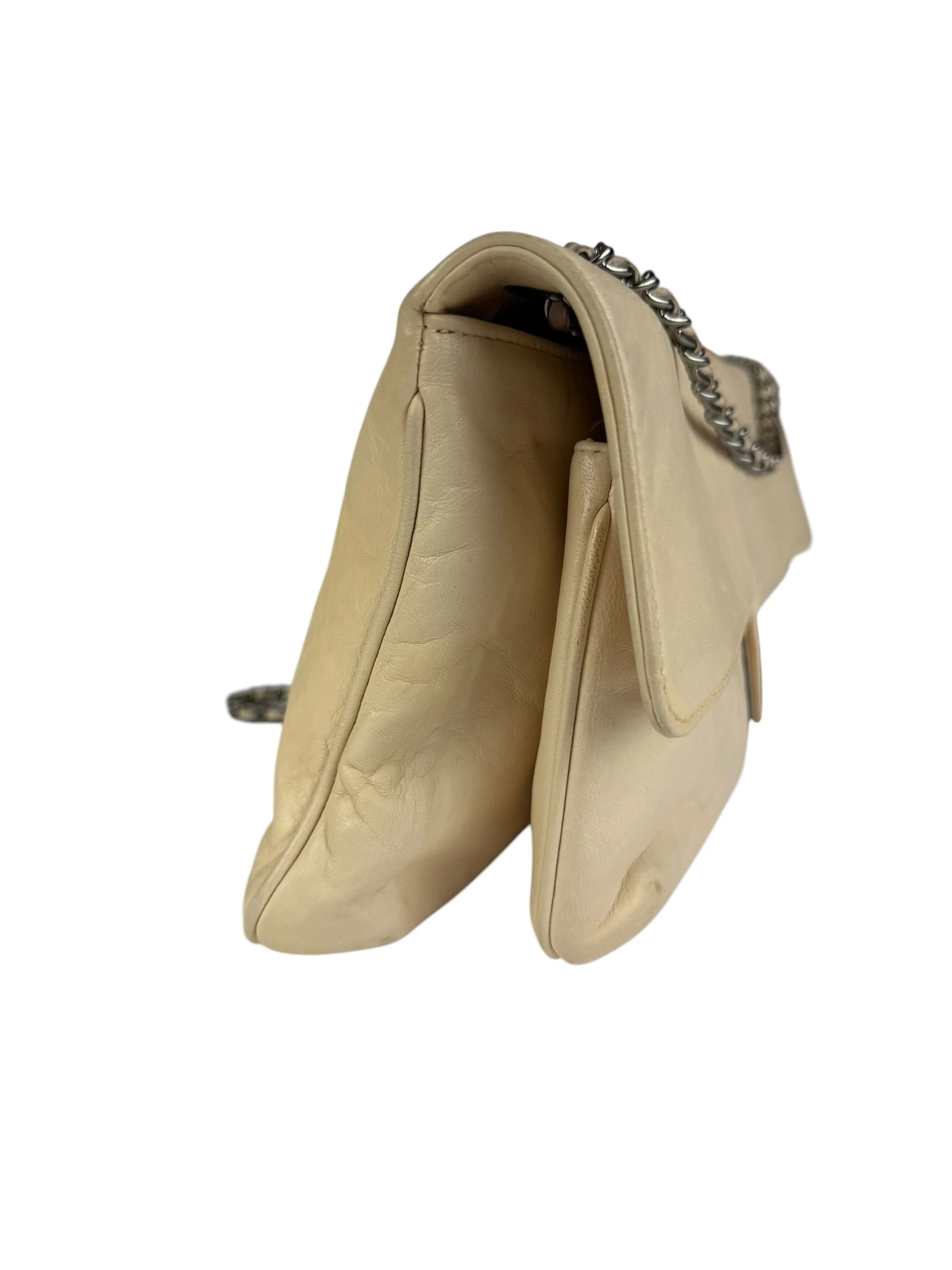Chanel Light Beige Leather Mademoiselle Lock Bijoux Flap Bag 2003 - Image 7