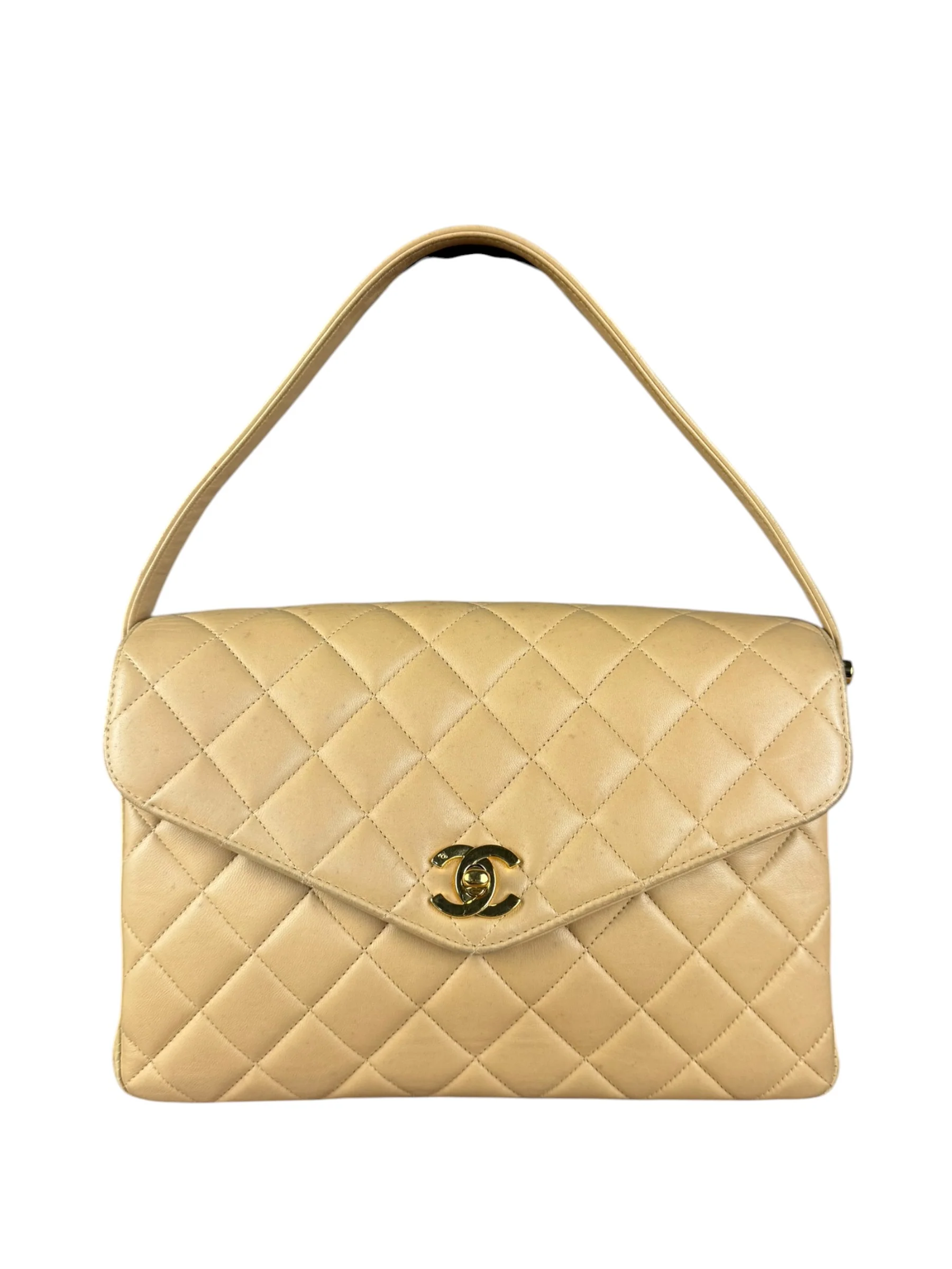 Chanel M Beige Lambskin Envelope Flap 1997
