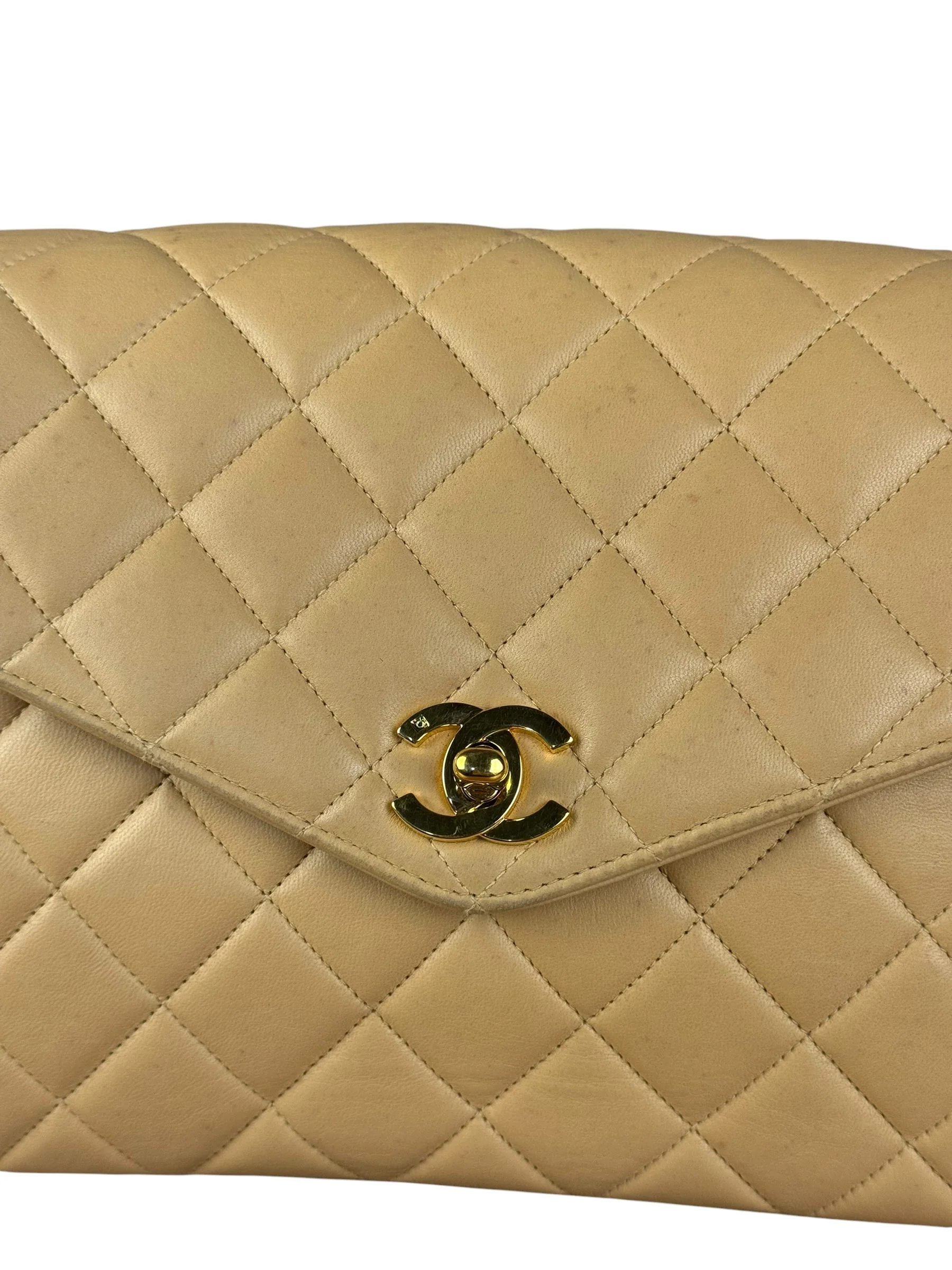 Chanel M Beige Lambskin Envelope Flap 1997 - Image 3
