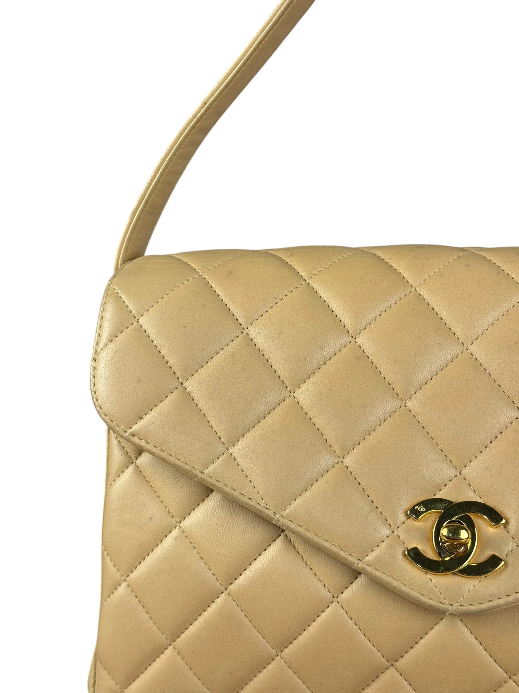 Chanel M Beige Lambskin Envelope Flap 1997 - Image 4