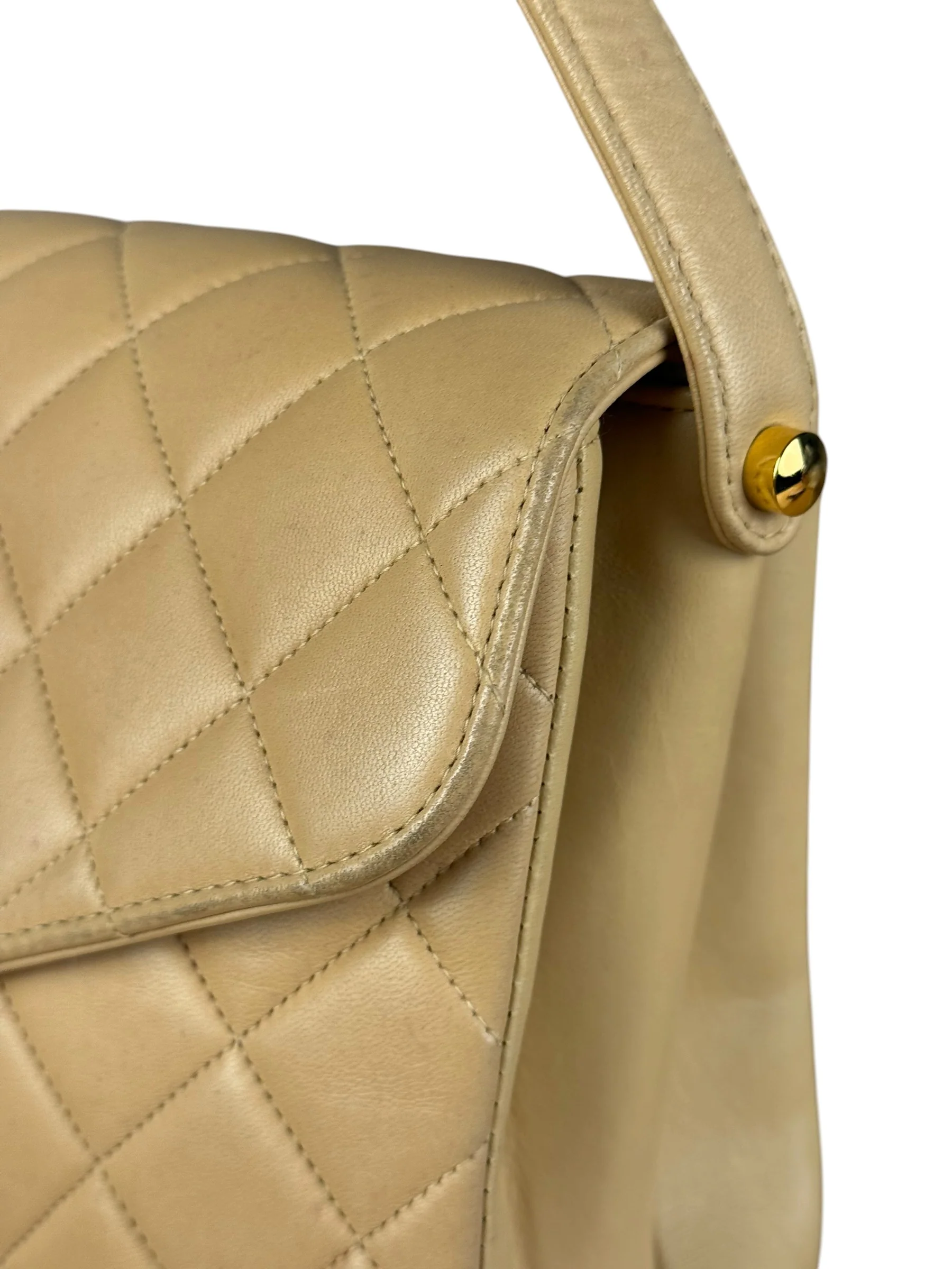 Chanel M Beige Lambskin Envelope Flap 1997 - Image 6