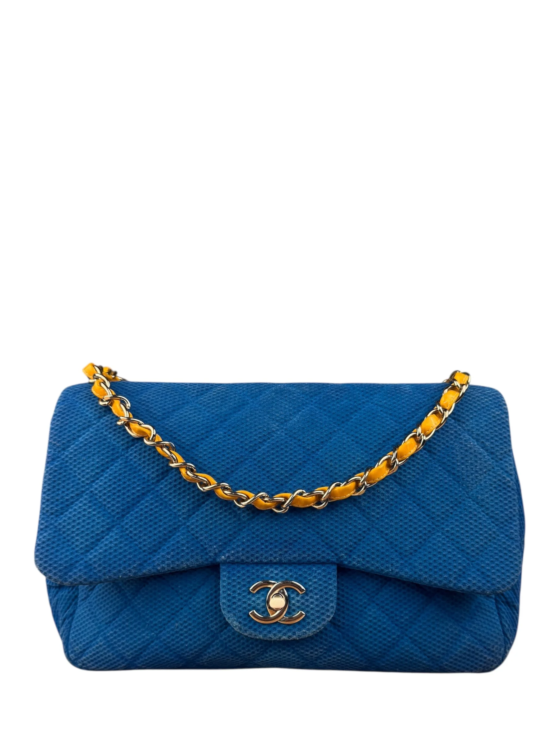 Chanel Medium Quilted Perforated Jersey Single Flap 2009