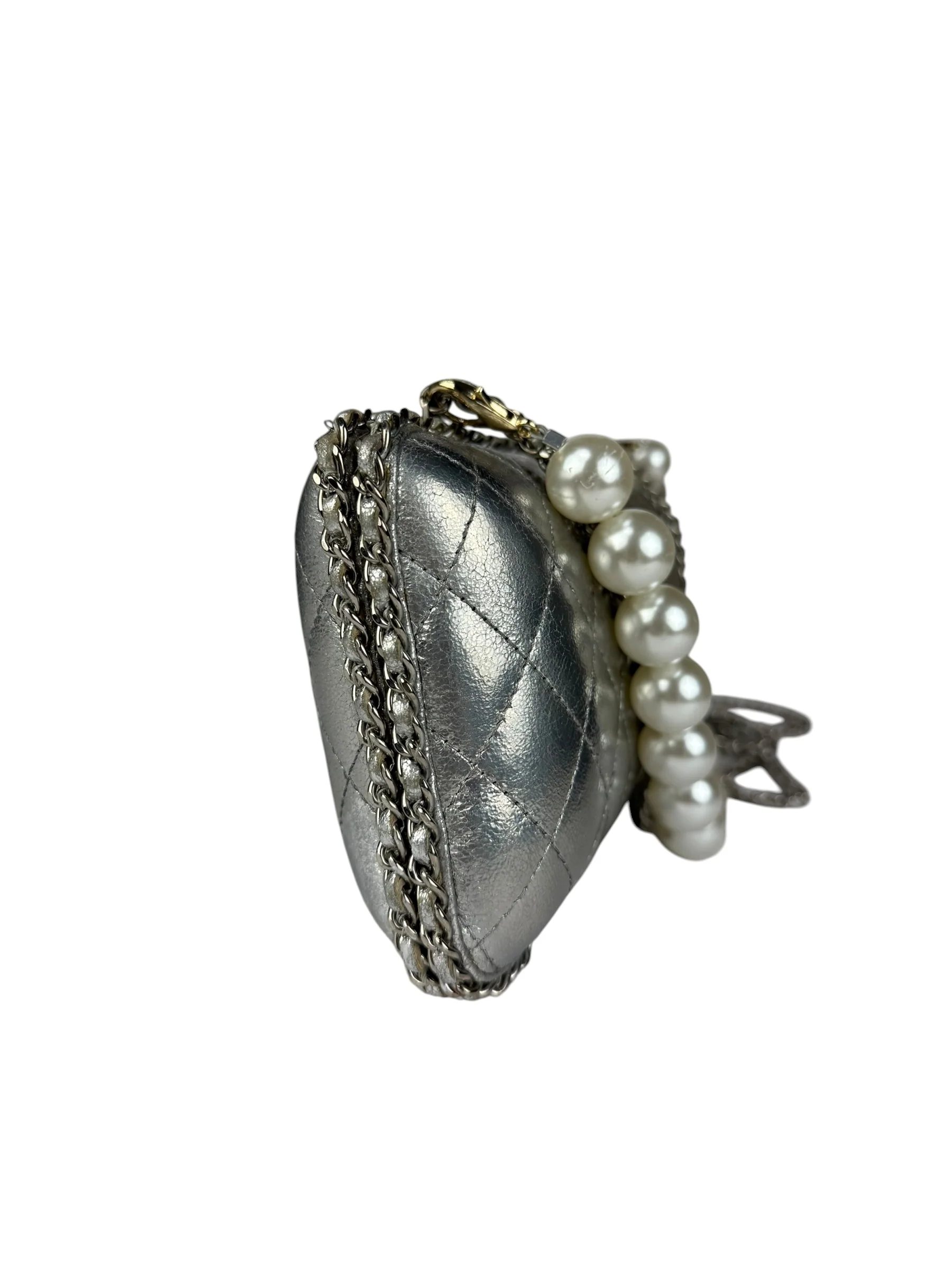 Chanel Metallic Silver Quilted Chain Around Clutch Bag 2011 - Image 5