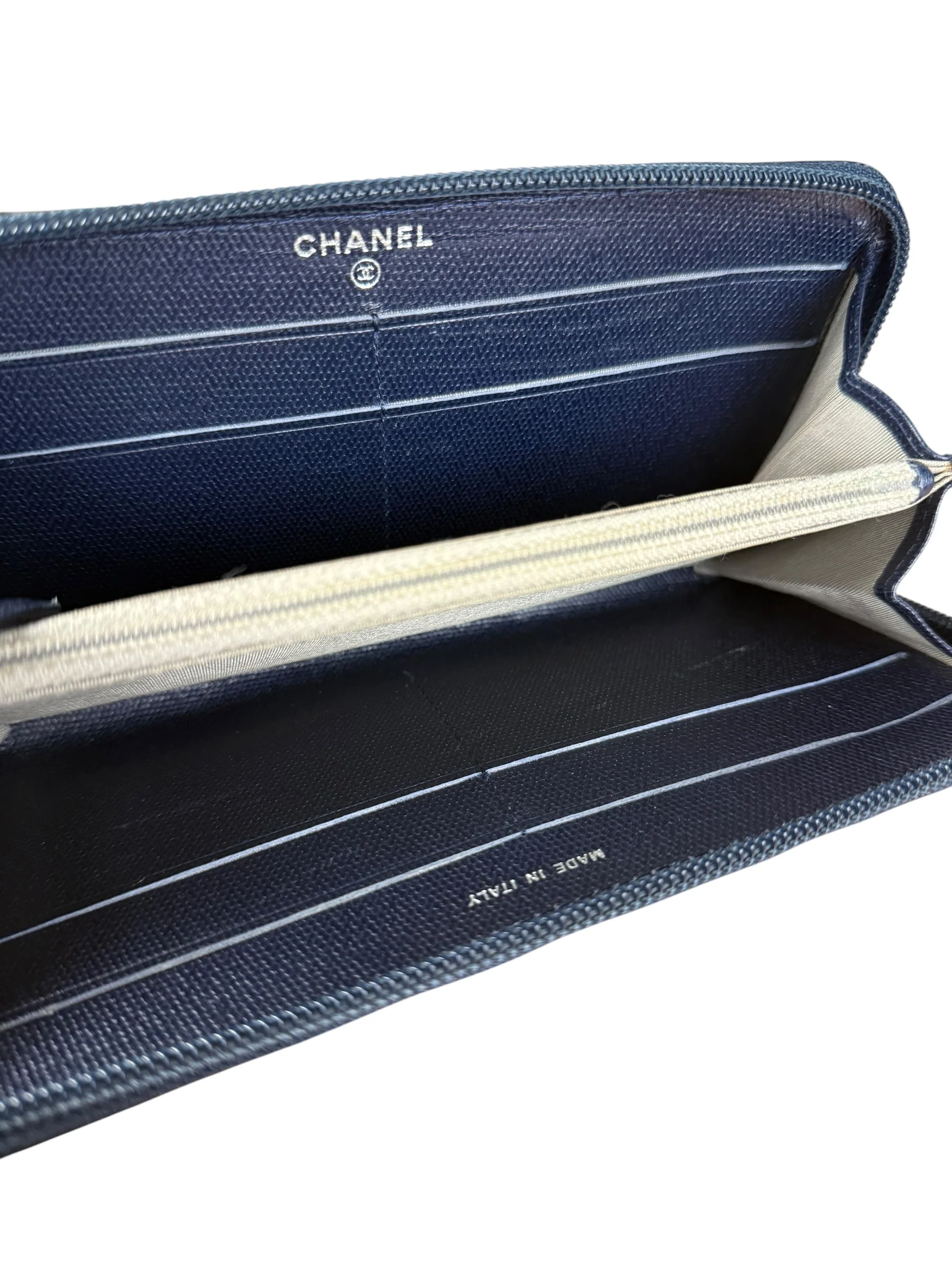 Chanel Navy Blue Long Zip Wallet - Image 17