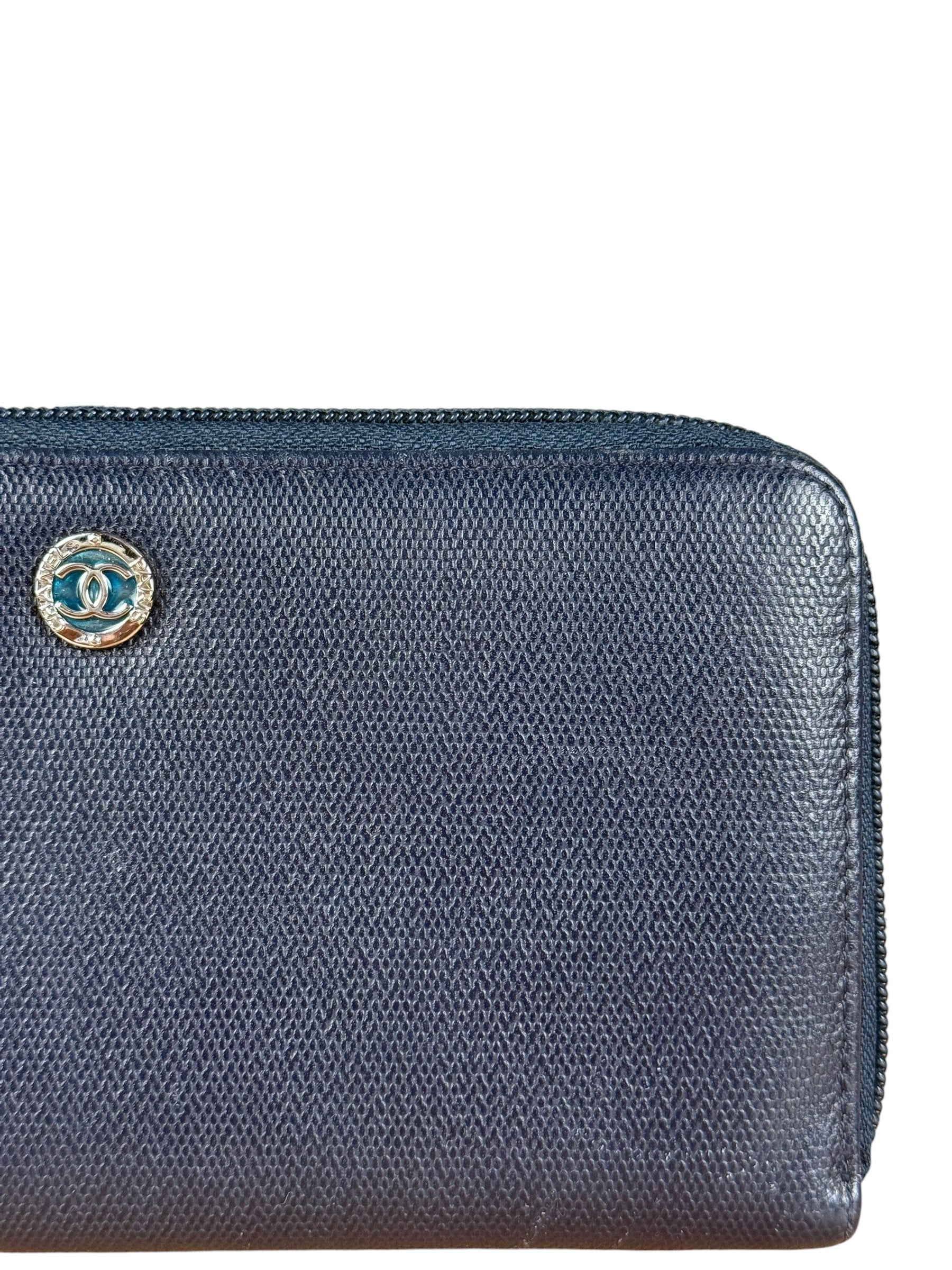 Chanel Navy Blue Long Zip Wallet - Image 3