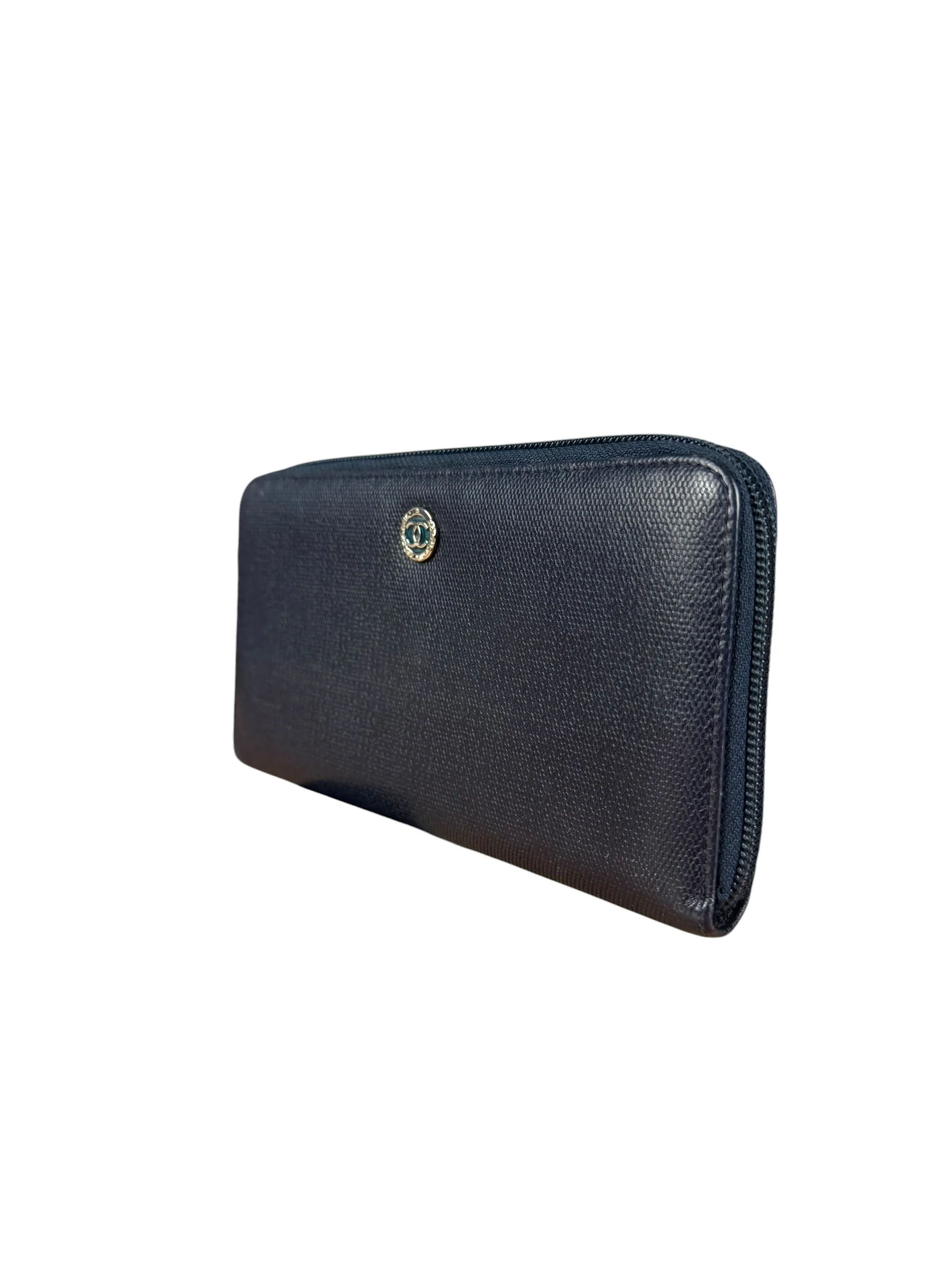 Chanel Navy Blue Long Zip Wallet - Image 5