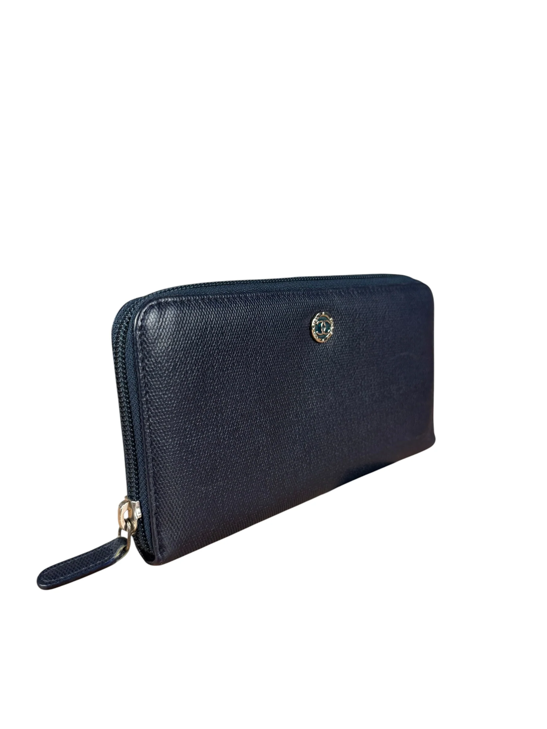 Chanel Navy Blue Long Zip Wallet - Image 6