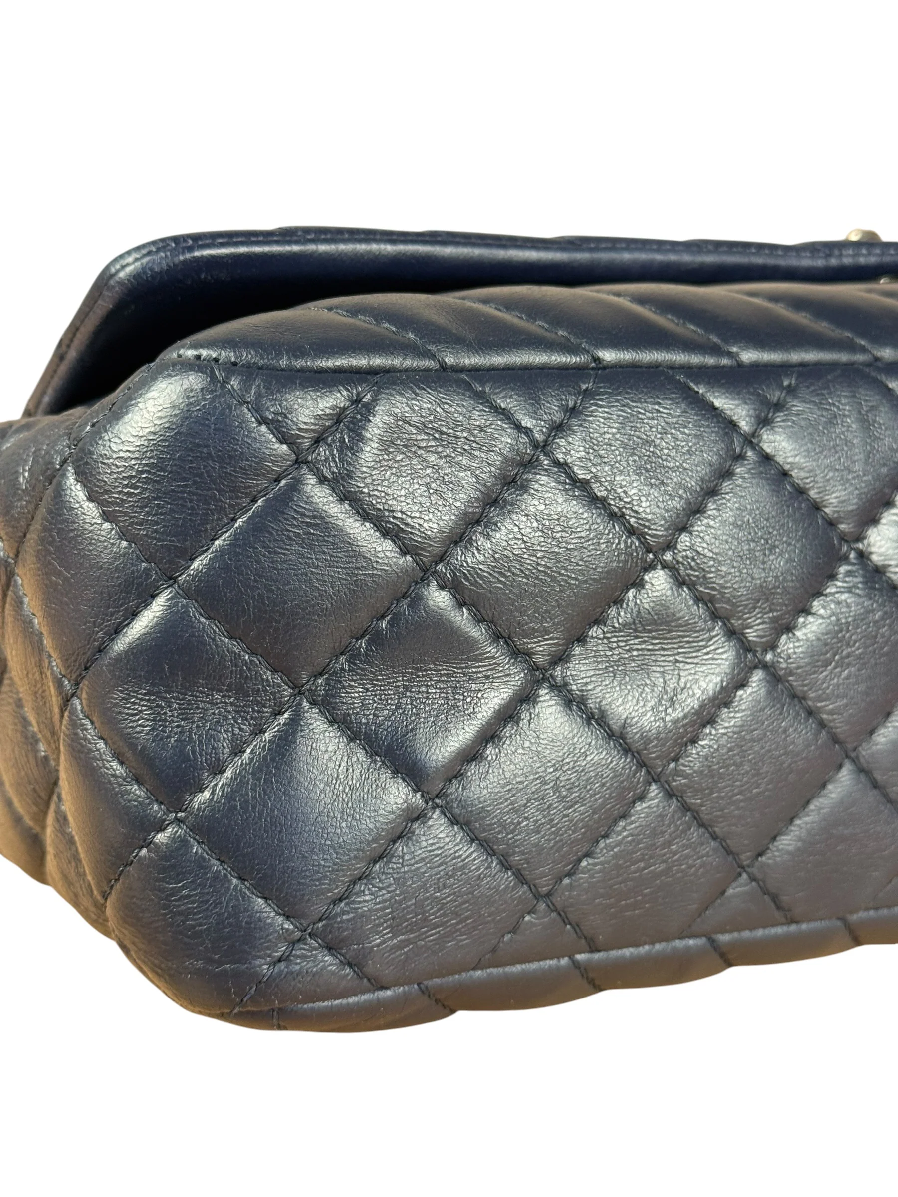 Chanel Navy Chevron Leather Statement Flap Bag 2012 - Image 15