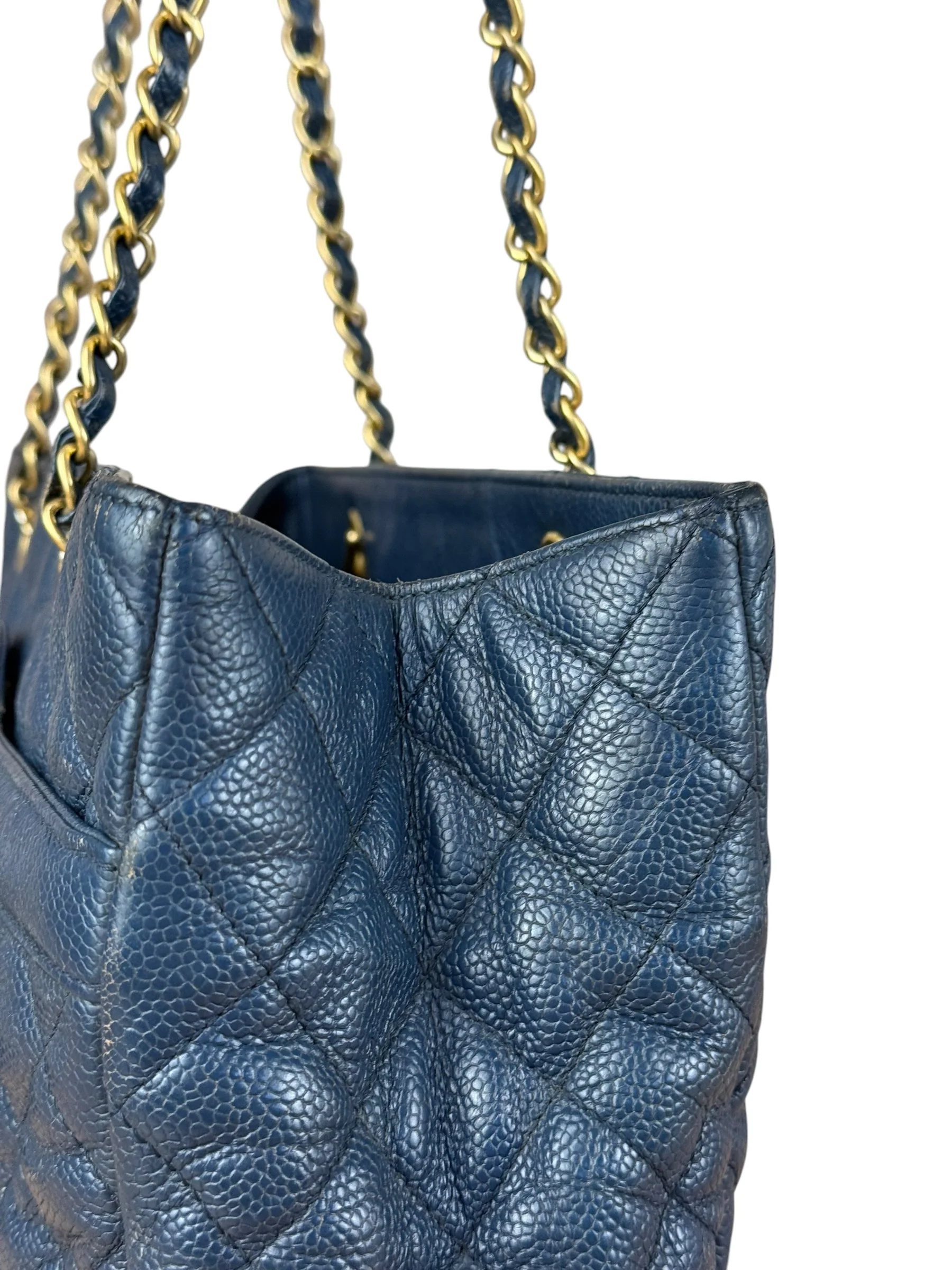 Chanel Navy Quilted Caviar Shopping Tote 2015 - Image 10