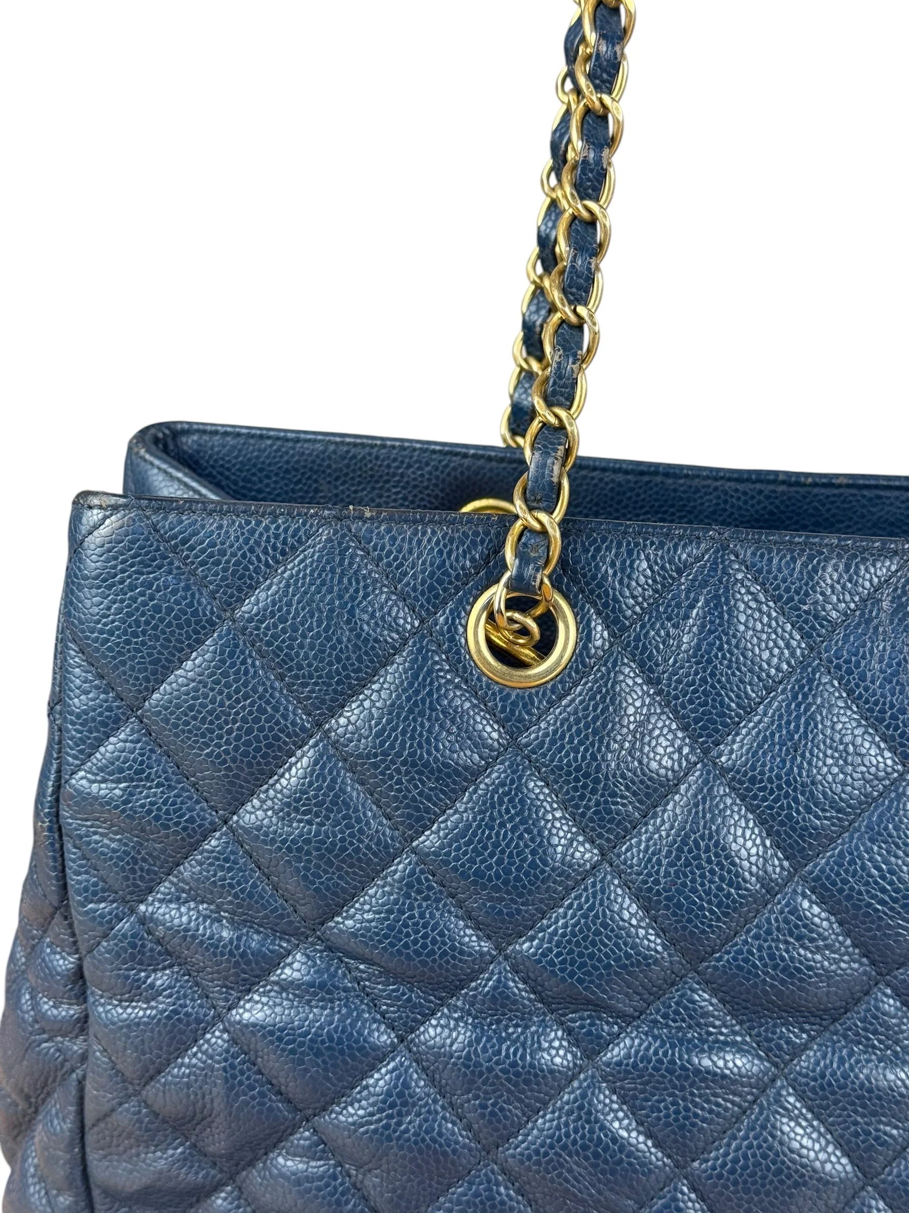 Chanel Navy Quilted Caviar Shopping Tote 2015 - Image 17