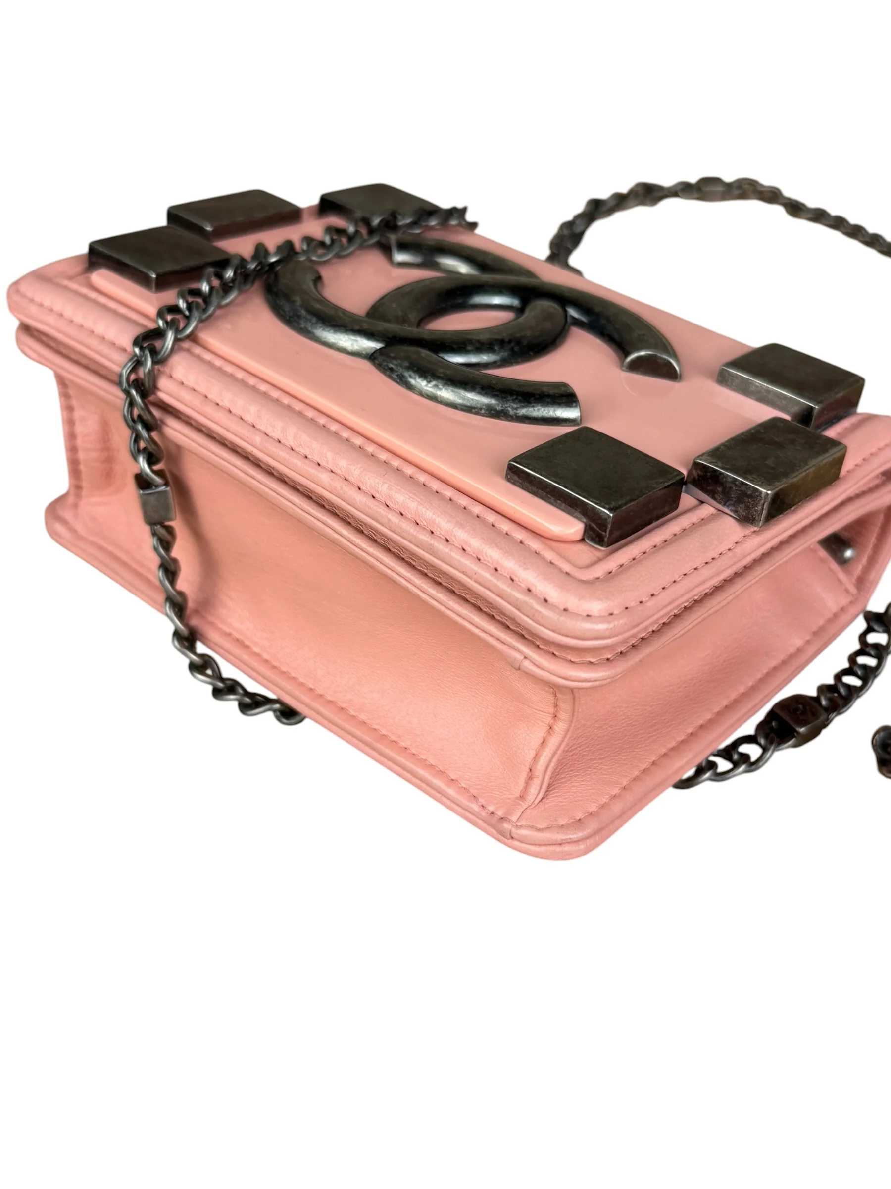 Chanel Pink Mini Boy Brick Chain Flap Bag 2013 - Image 17