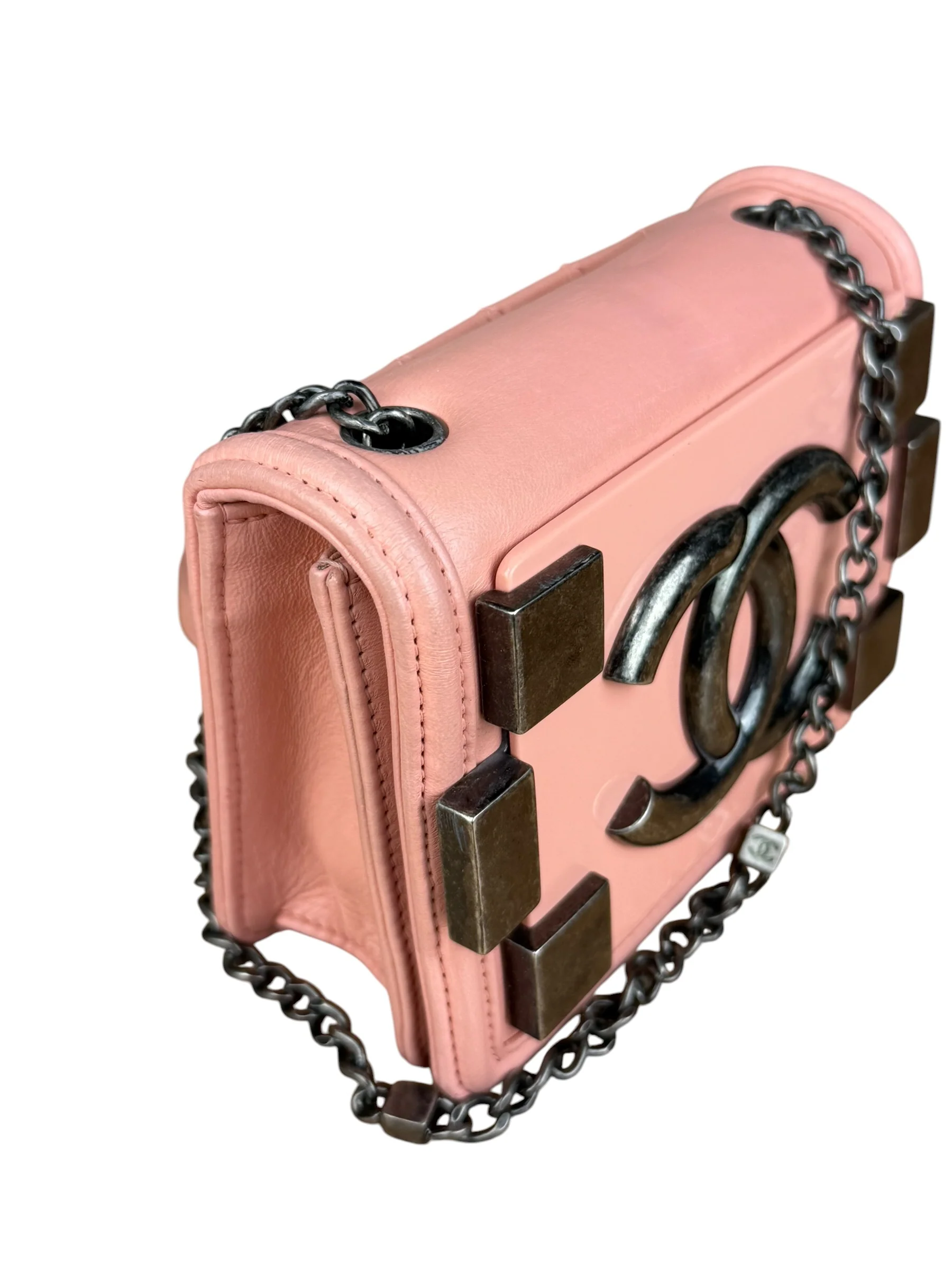 Chanel Pink Mini Boy Brick Chain Flap Bag 2013 - Image 4