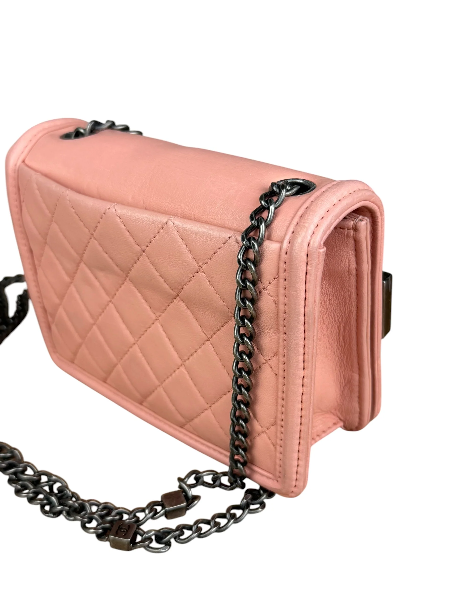 Chanel Pink Mini Boy Brick Chain Flap Bag 2013 - Image 8