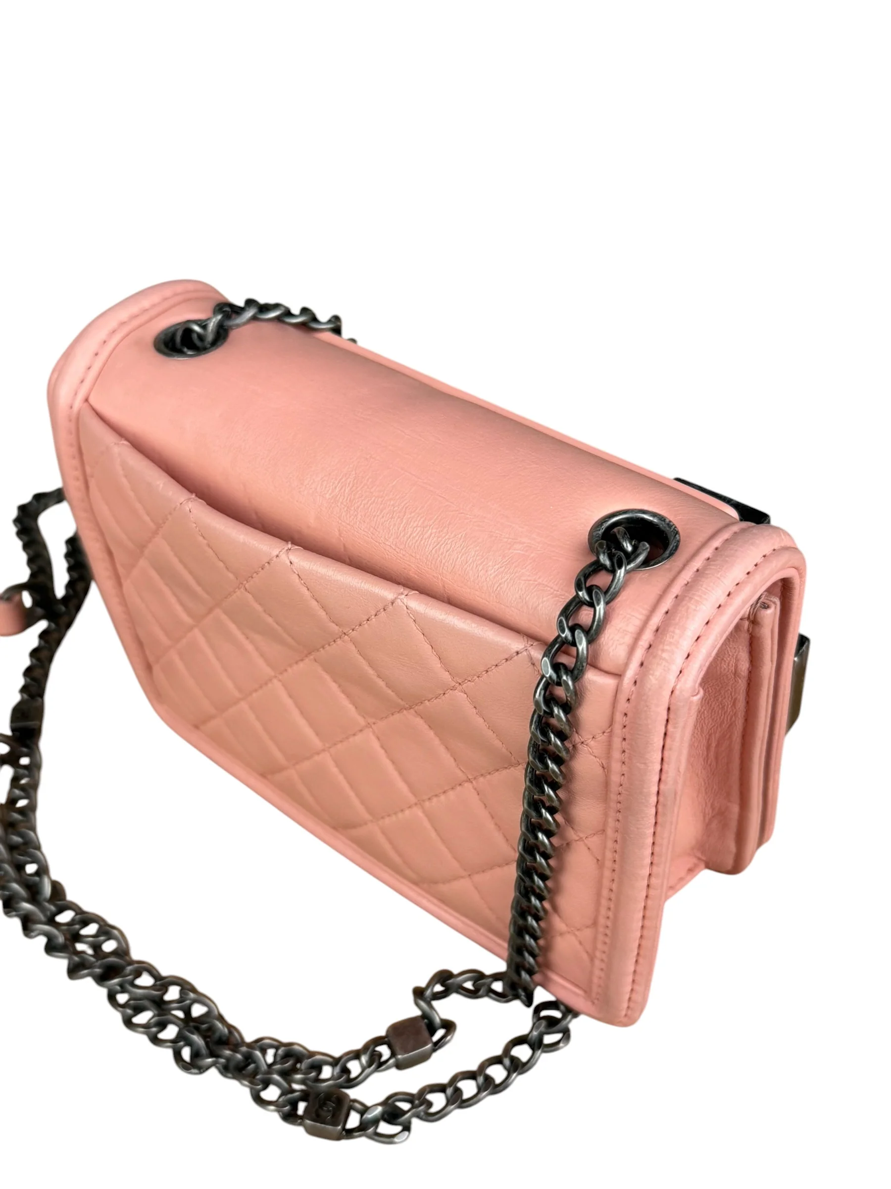 Chanel Pink Mini Boy Brick Chain Flap Bag 2013 - Image 9