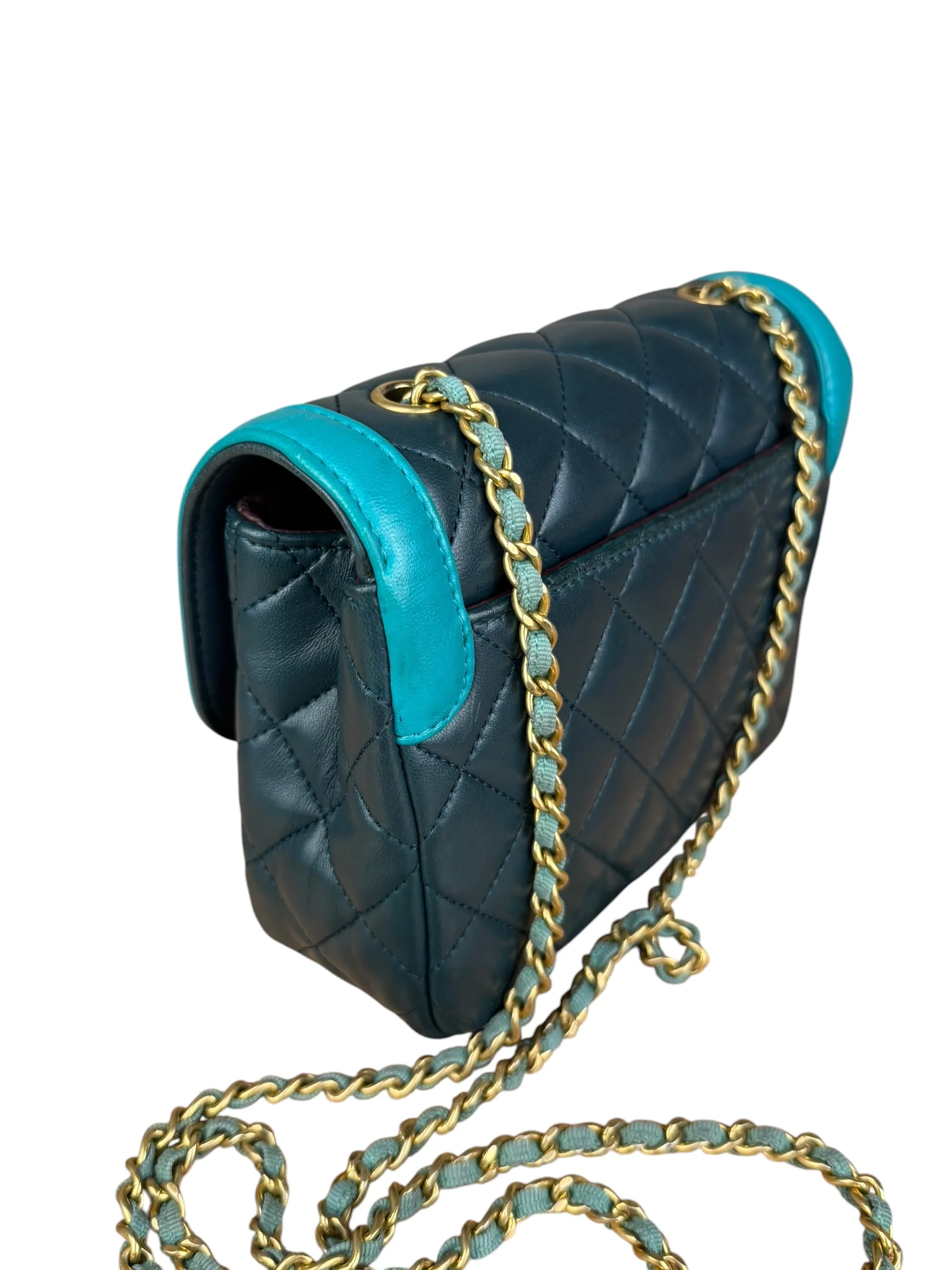 Chanel Quilted Mini Two-Tone Blue Day Flap Bag 2017 - Image 10