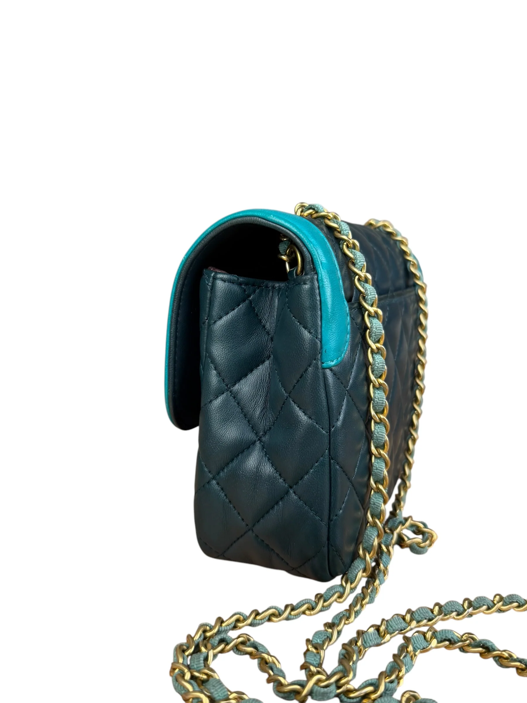 Chanel Quilted Mini Two-Tone Blue Day Flap Bag 2017 - Image 11