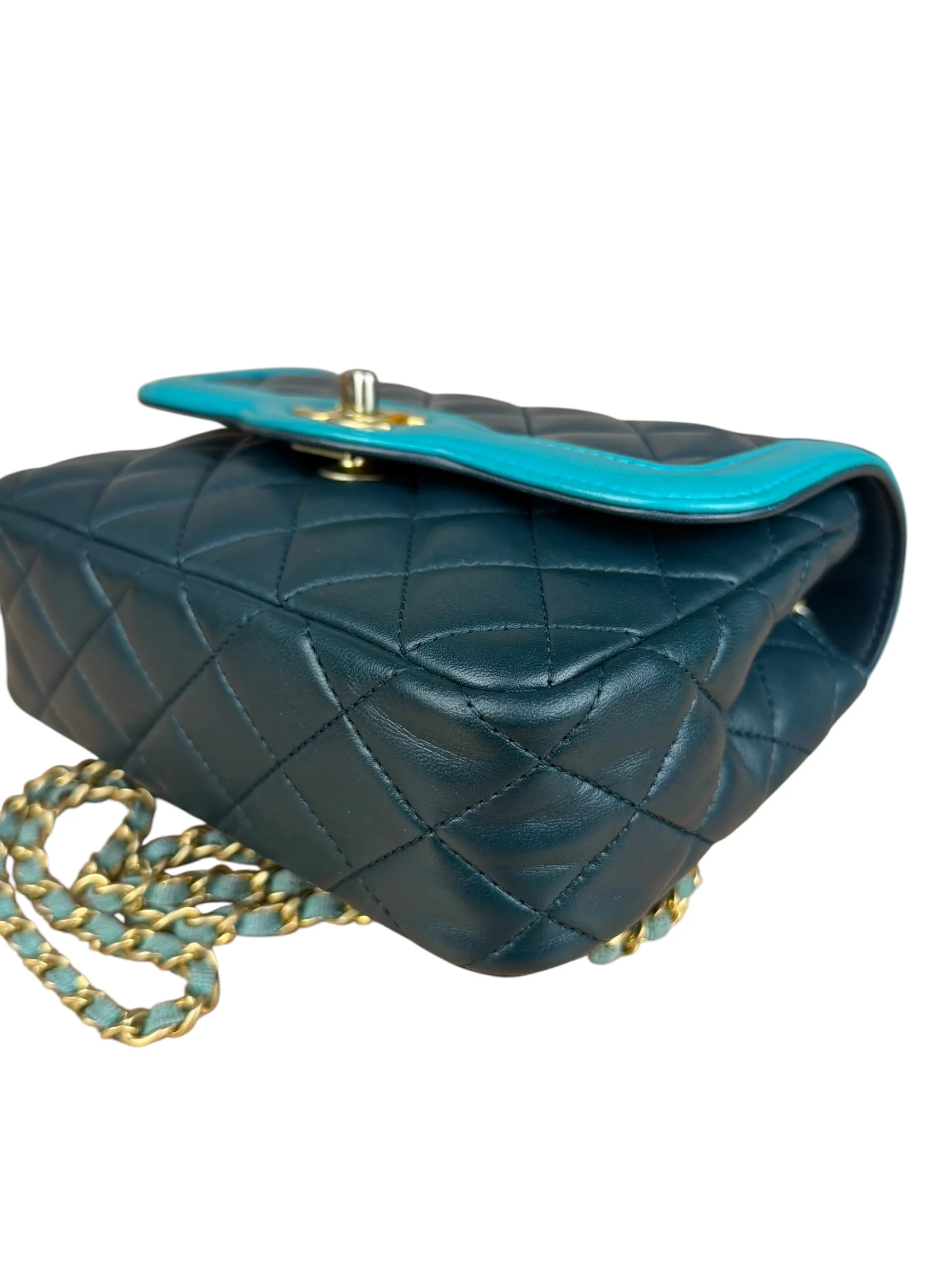 Chanel Quilted Mini Two-Tone Blue Day Flap Bag 2017 - Image 12