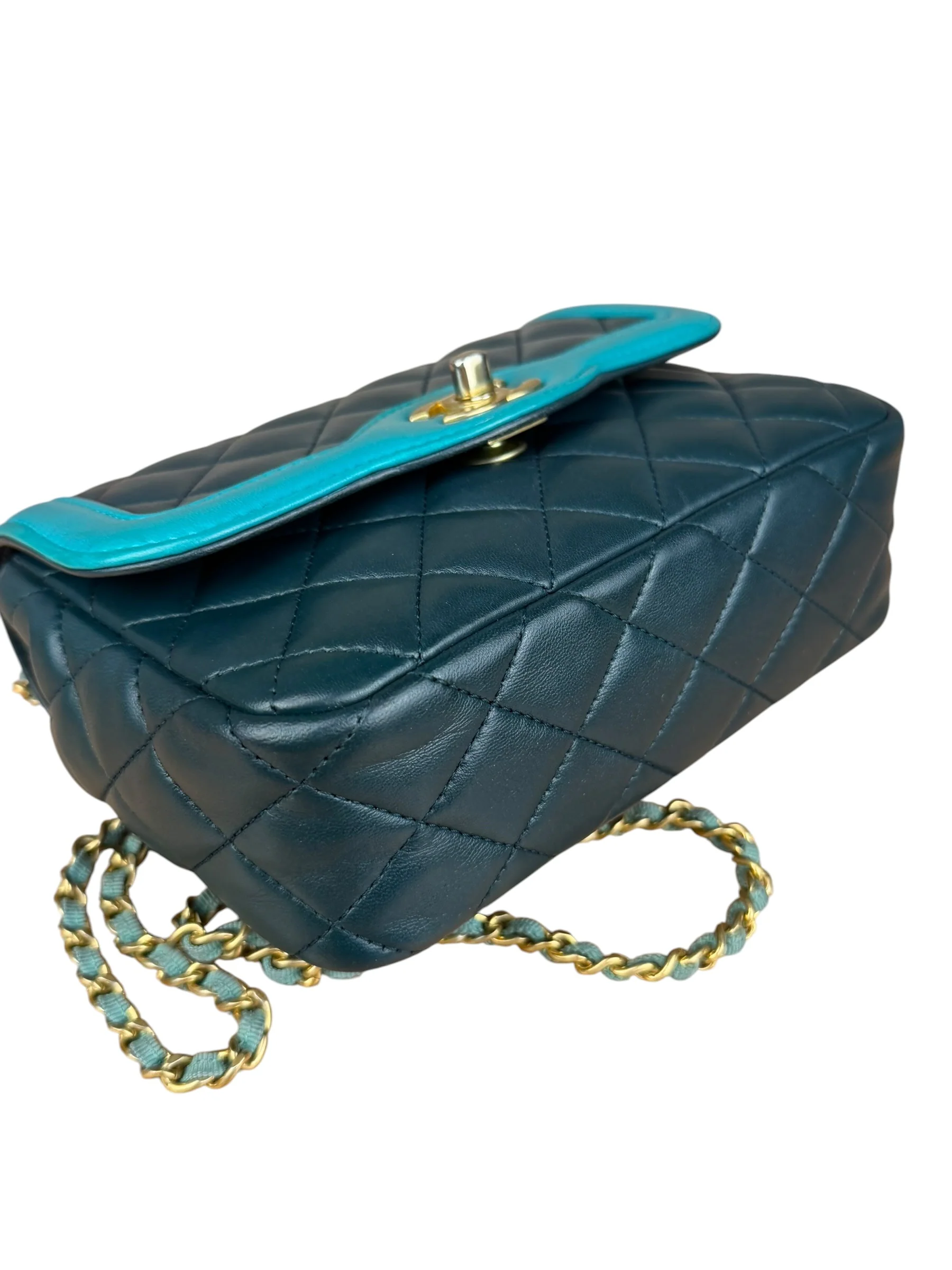 Chanel Quilted Mini Two-Tone Blue Day Flap Bag 2017 - Image 13