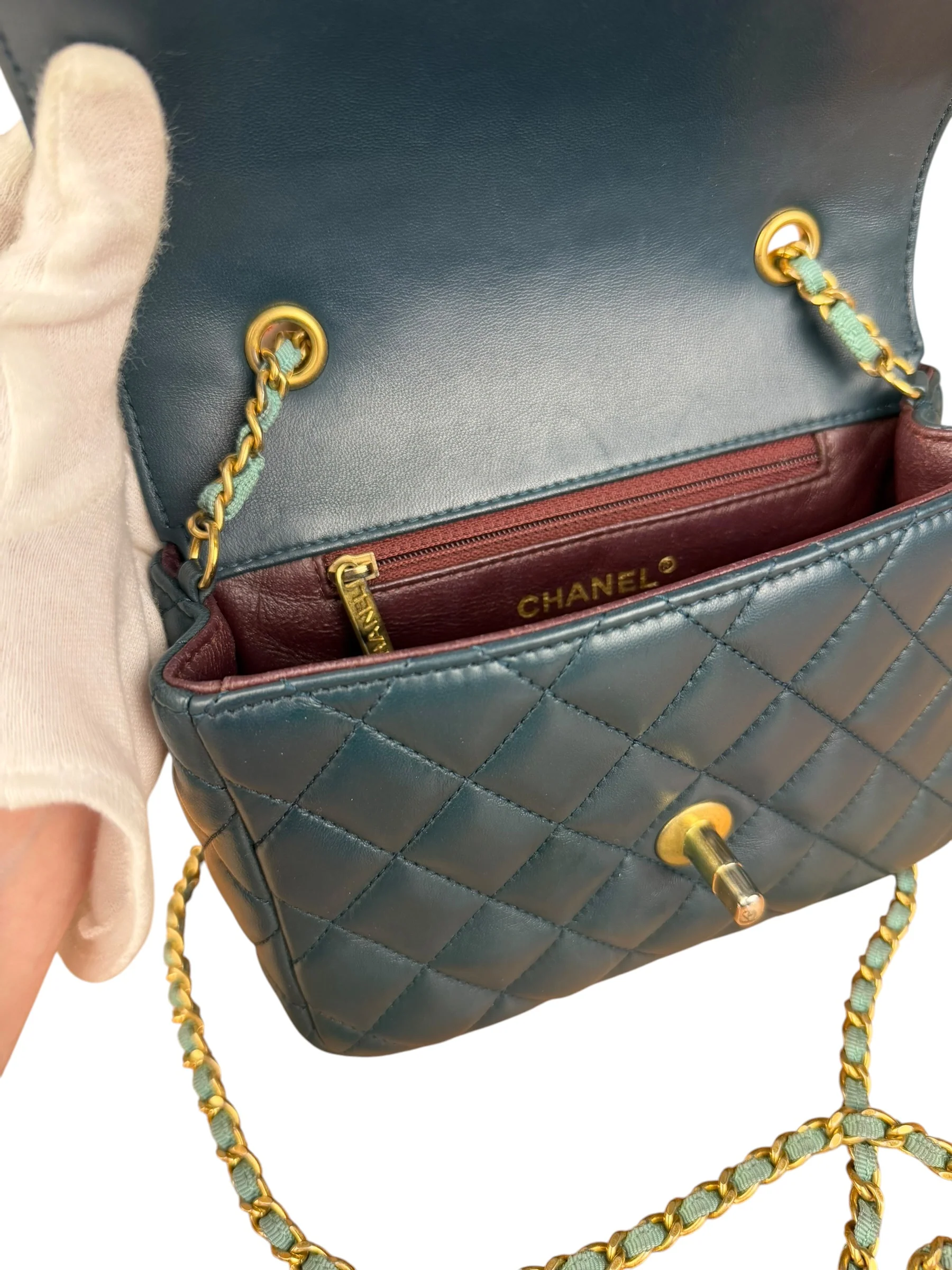 Chanel Quilted Mini Two-Tone Blue Day Flap Bag 2017 - Image 15