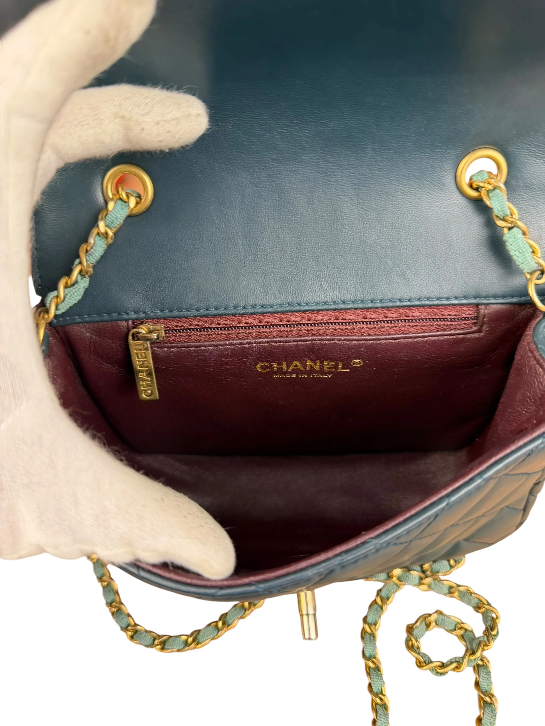 Chanel Quilted Mini Two-Tone Blue Day Flap Bag 2017 - Image 17