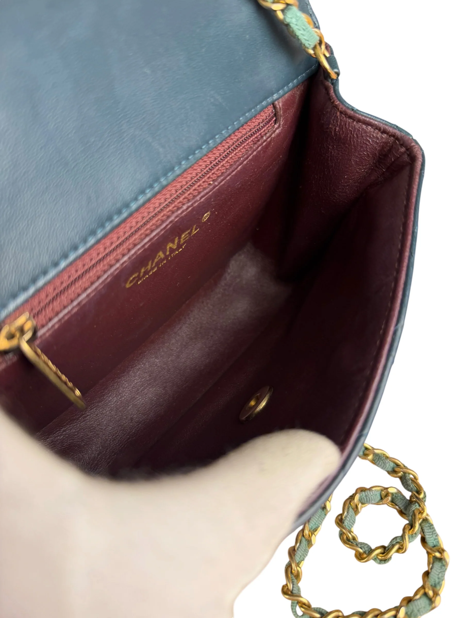 Chanel Quilted Mini Two-Tone Blue Day Flap Bag 2017 - Image 20
