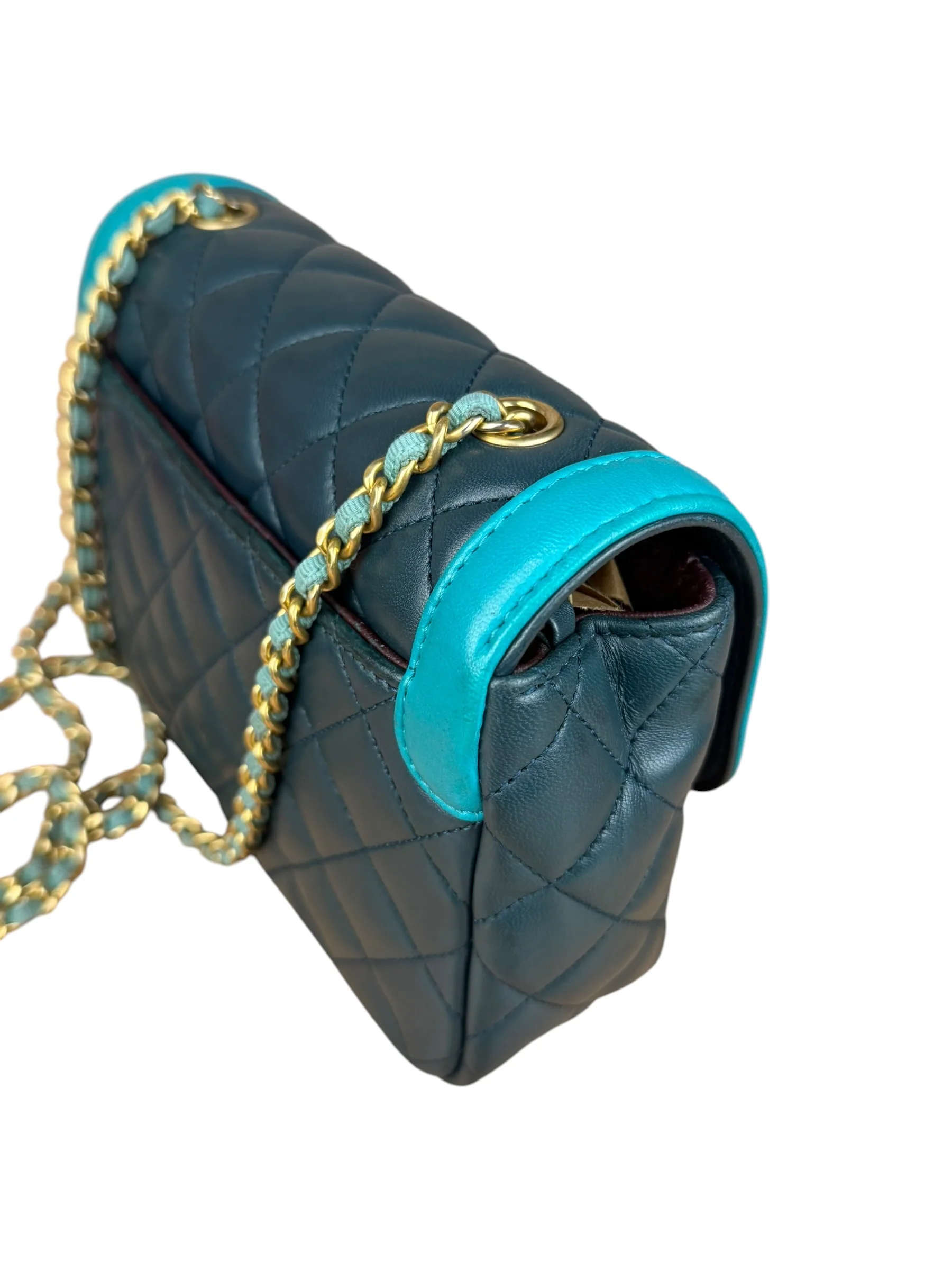 Chanel Quilted Mini Two-Tone Blue Day Flap Bag 2017 - Image 5